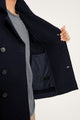 Stone Island Double Breasted Pea Coat Navy Blue