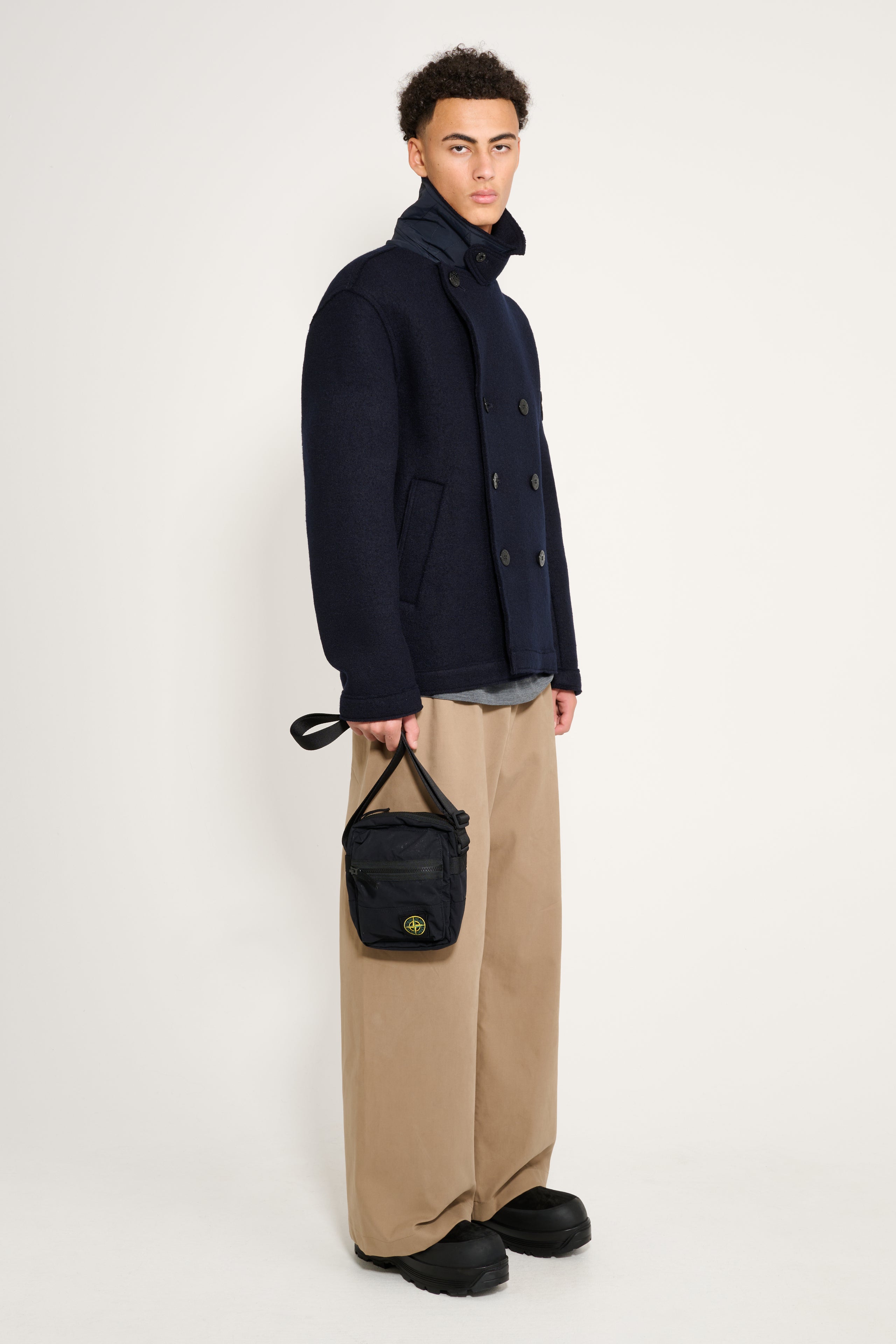 Stone Island Aluminium Tela Pouch Bag Black