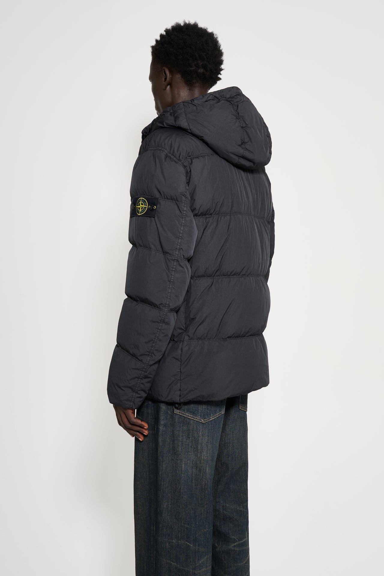 Stone Island Short Hooded Down Jacket Black