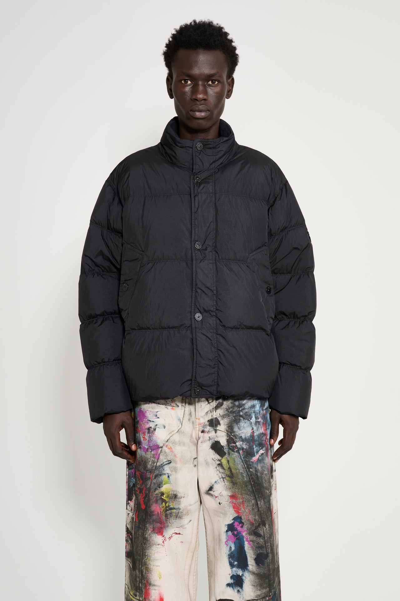 Stone Island Short Down Jacket Black