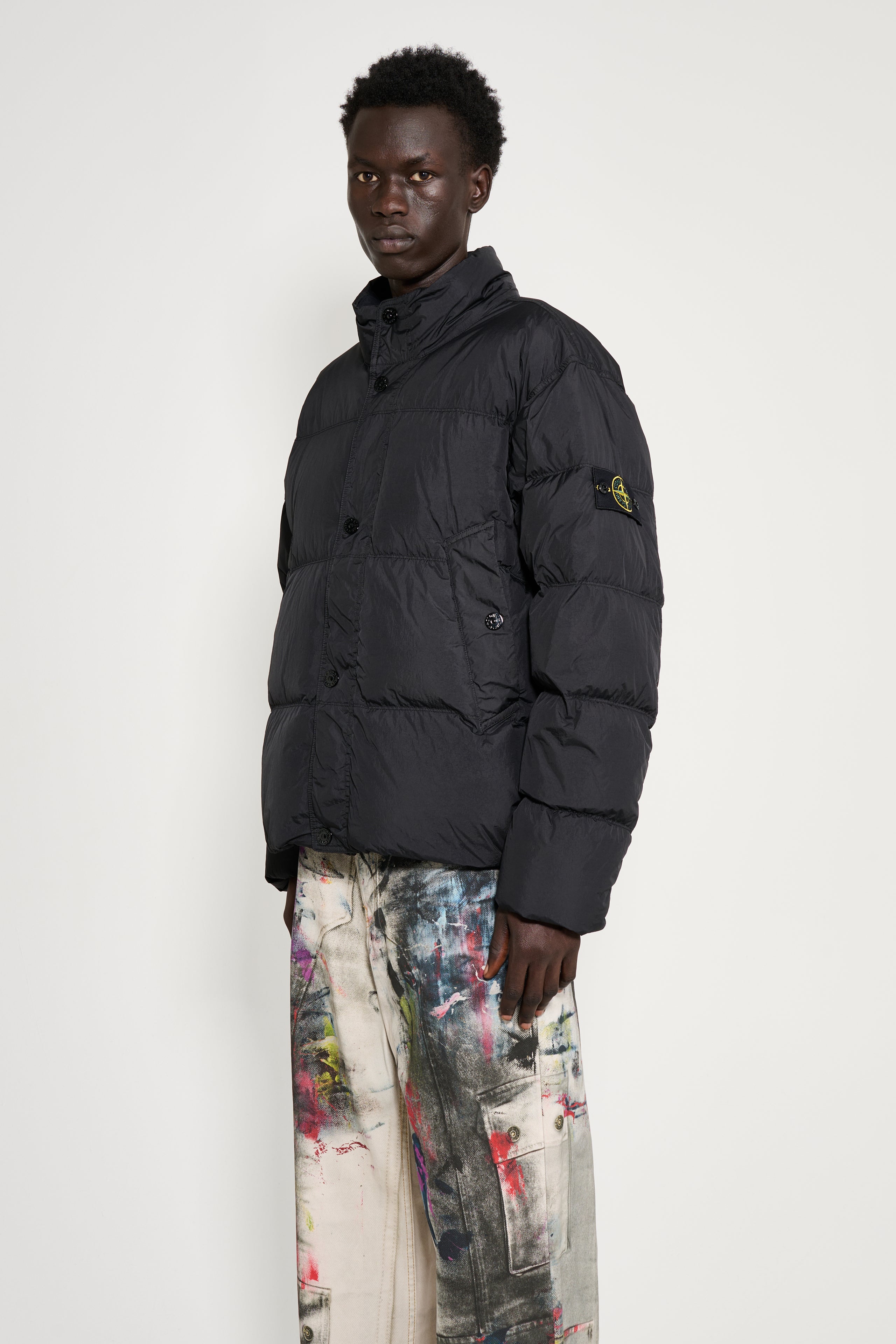 Stone Island Short Down Jacket Black
