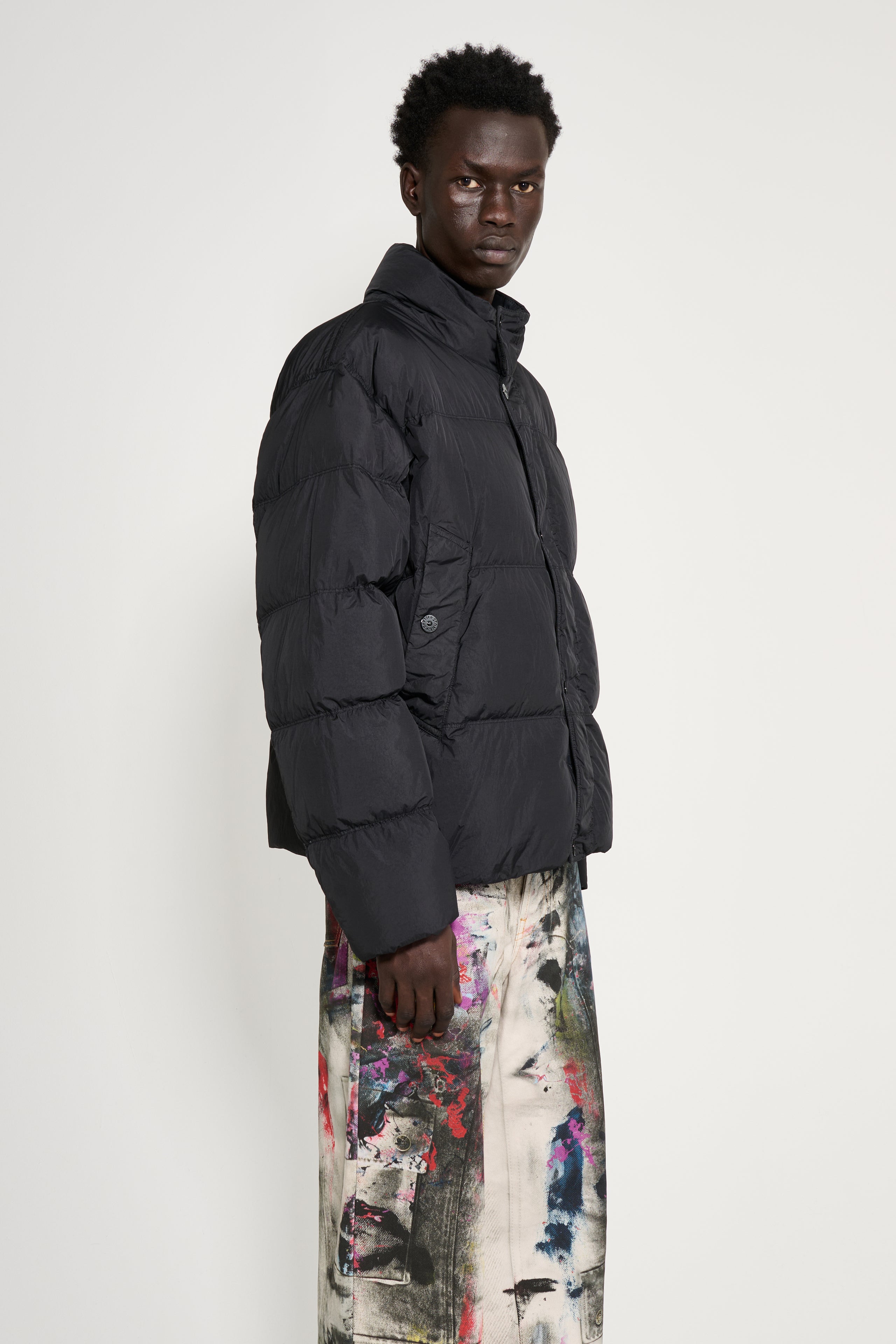 Stone Island Short Down Jacket Black