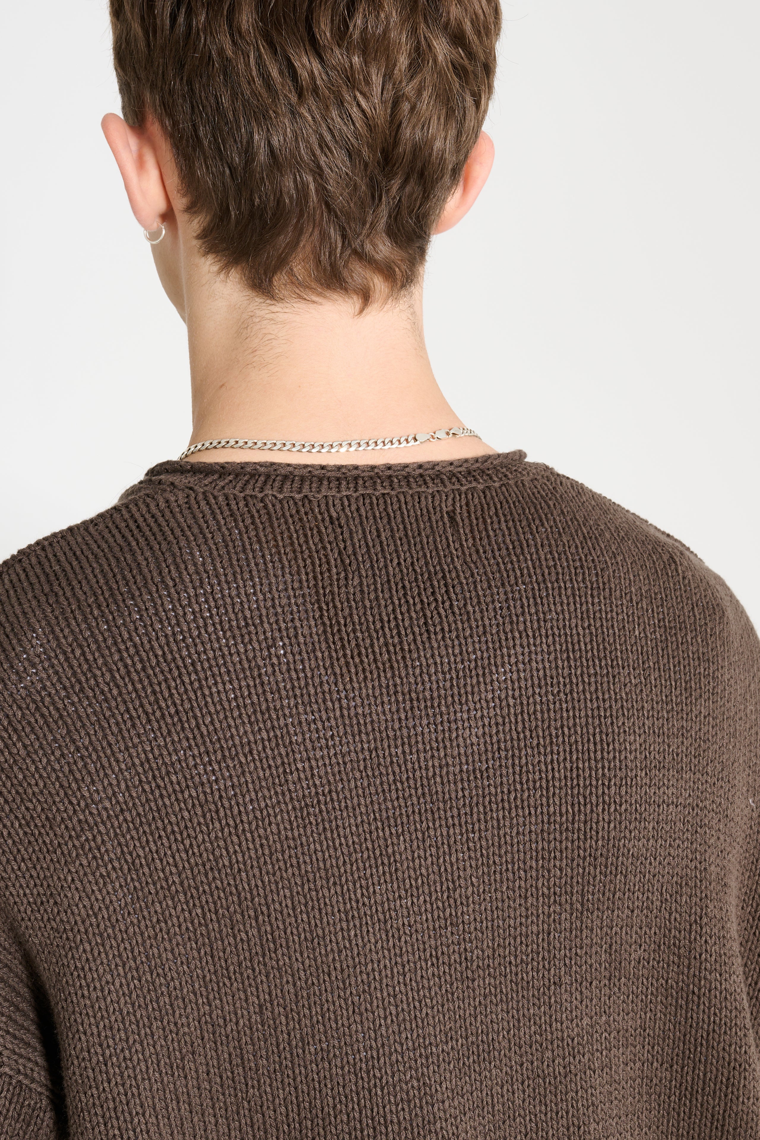 Stüssy Roll V-Neck Logo Sweater Brown