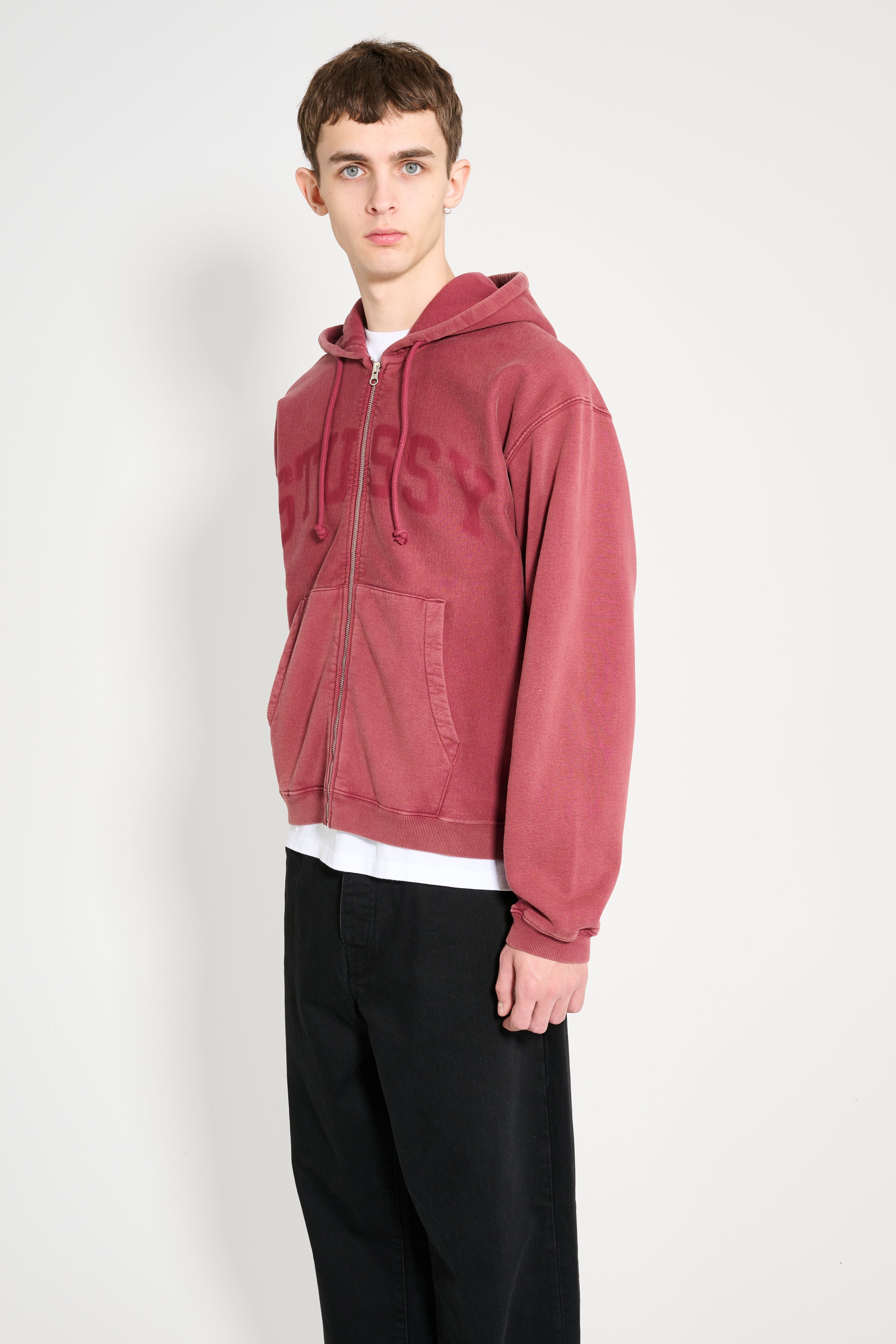 Stüssy Faded Graphic Zip Hood Burgundy