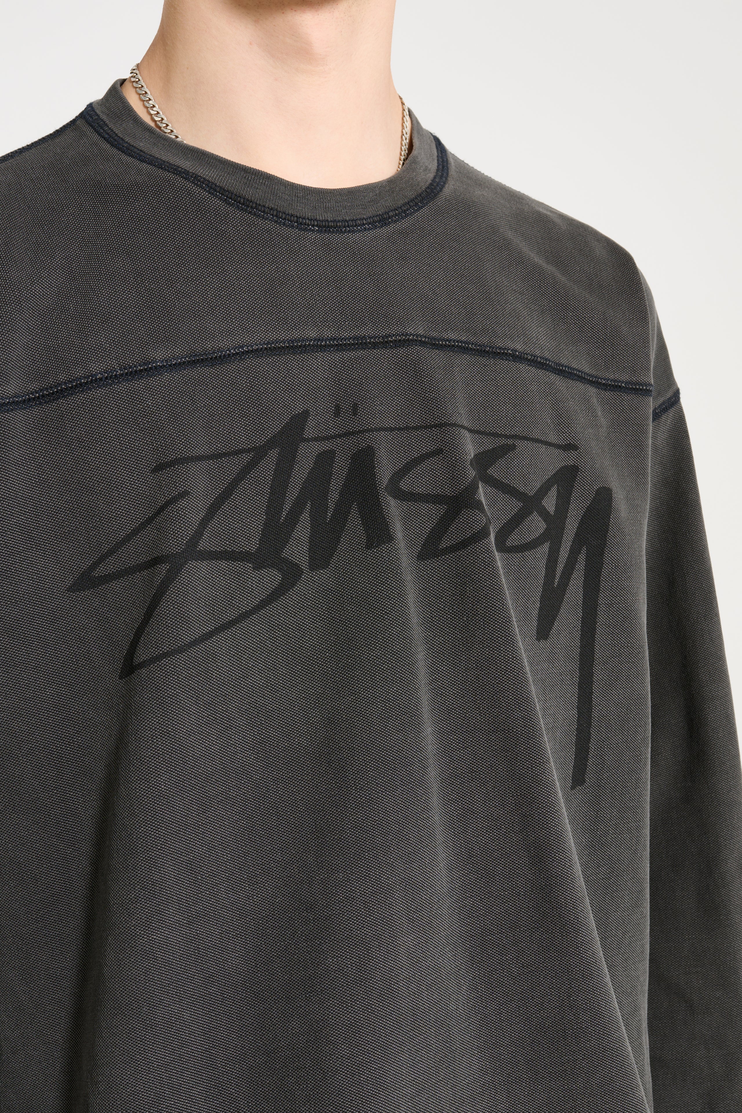 Stüssy Football Crew Pigment Dyed Washed Black