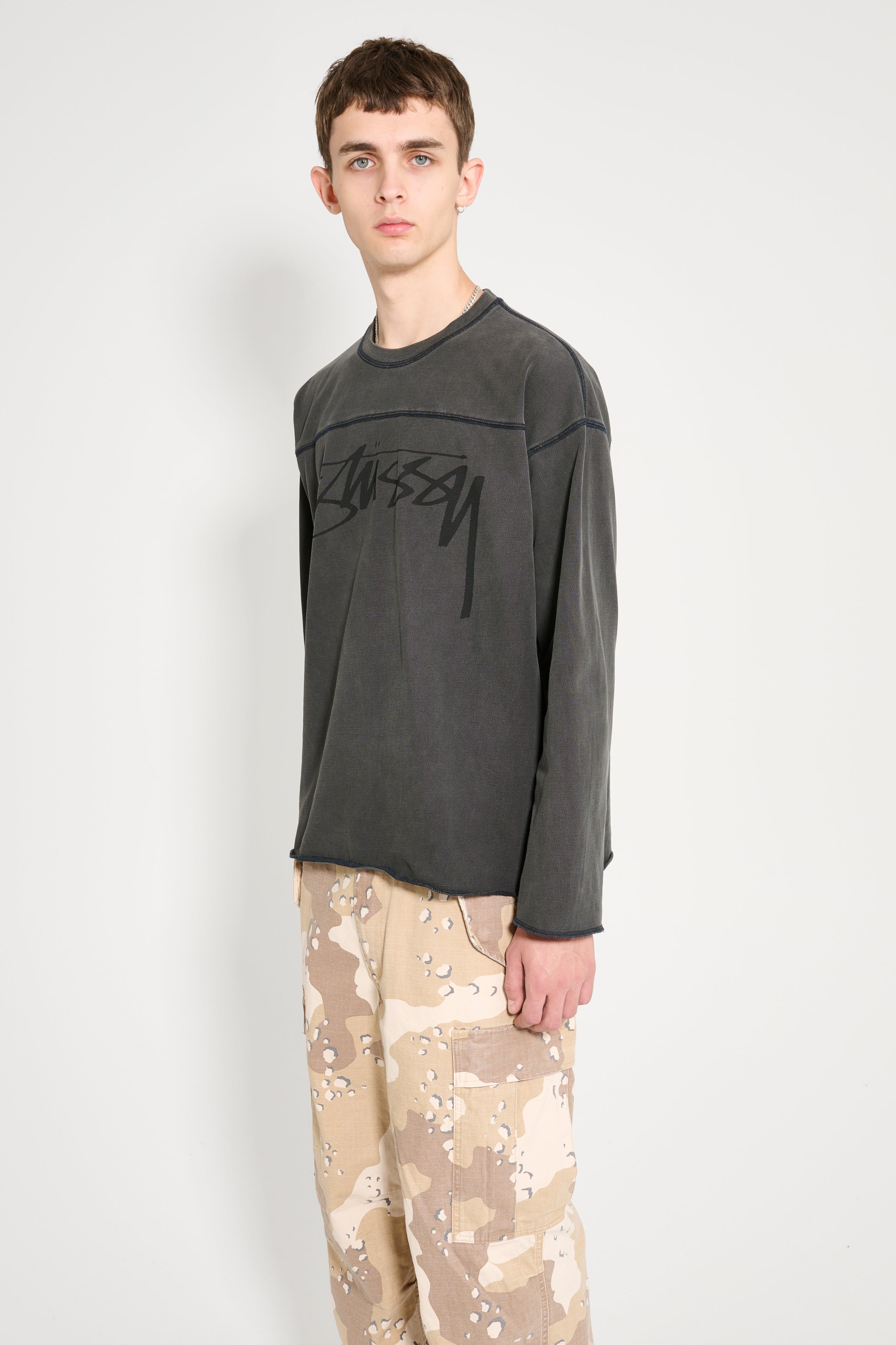 Stüssy Football Crew Pigment Dyed Washed Black