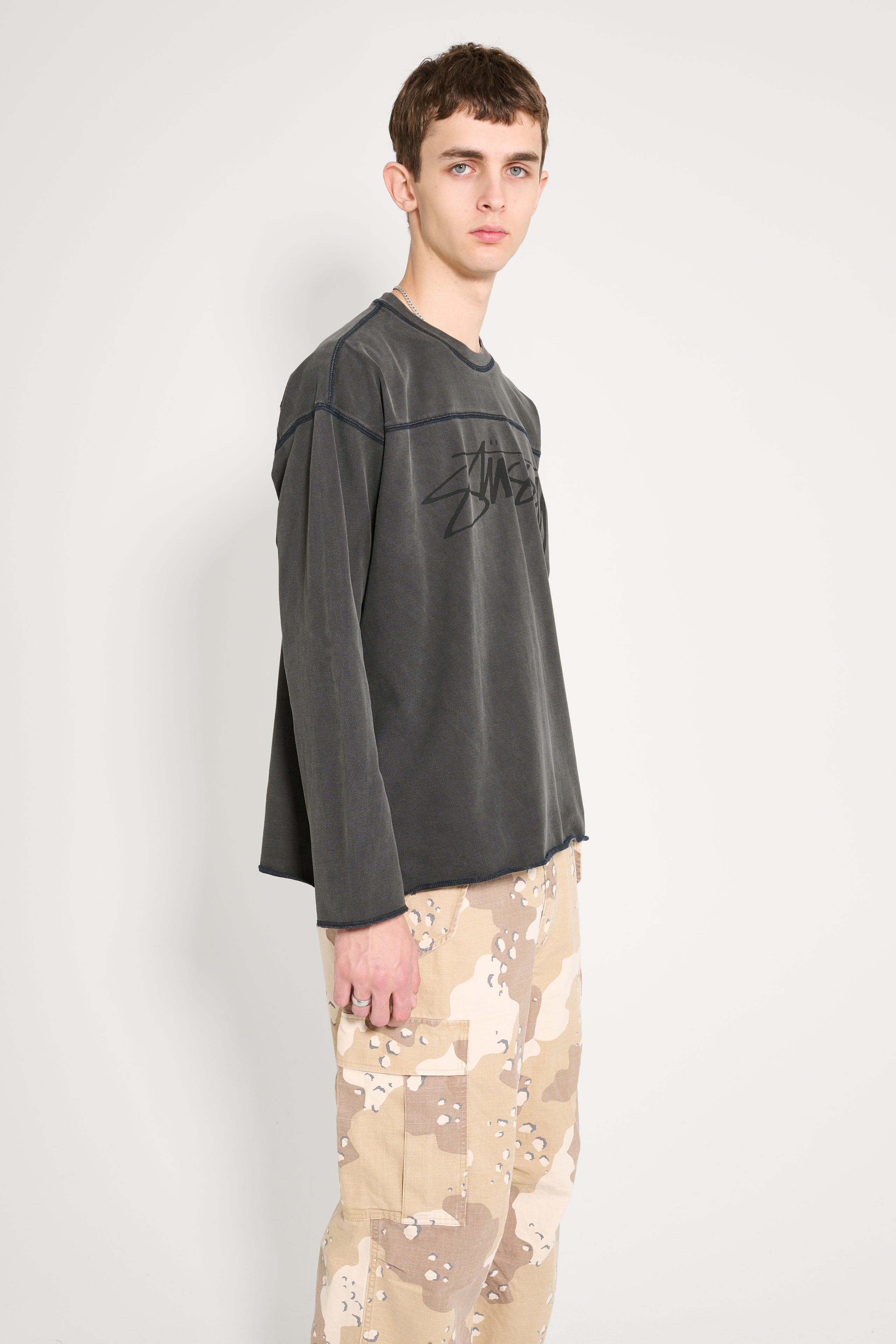 Stüssy Football Crew Pigment Dyed Washed Black