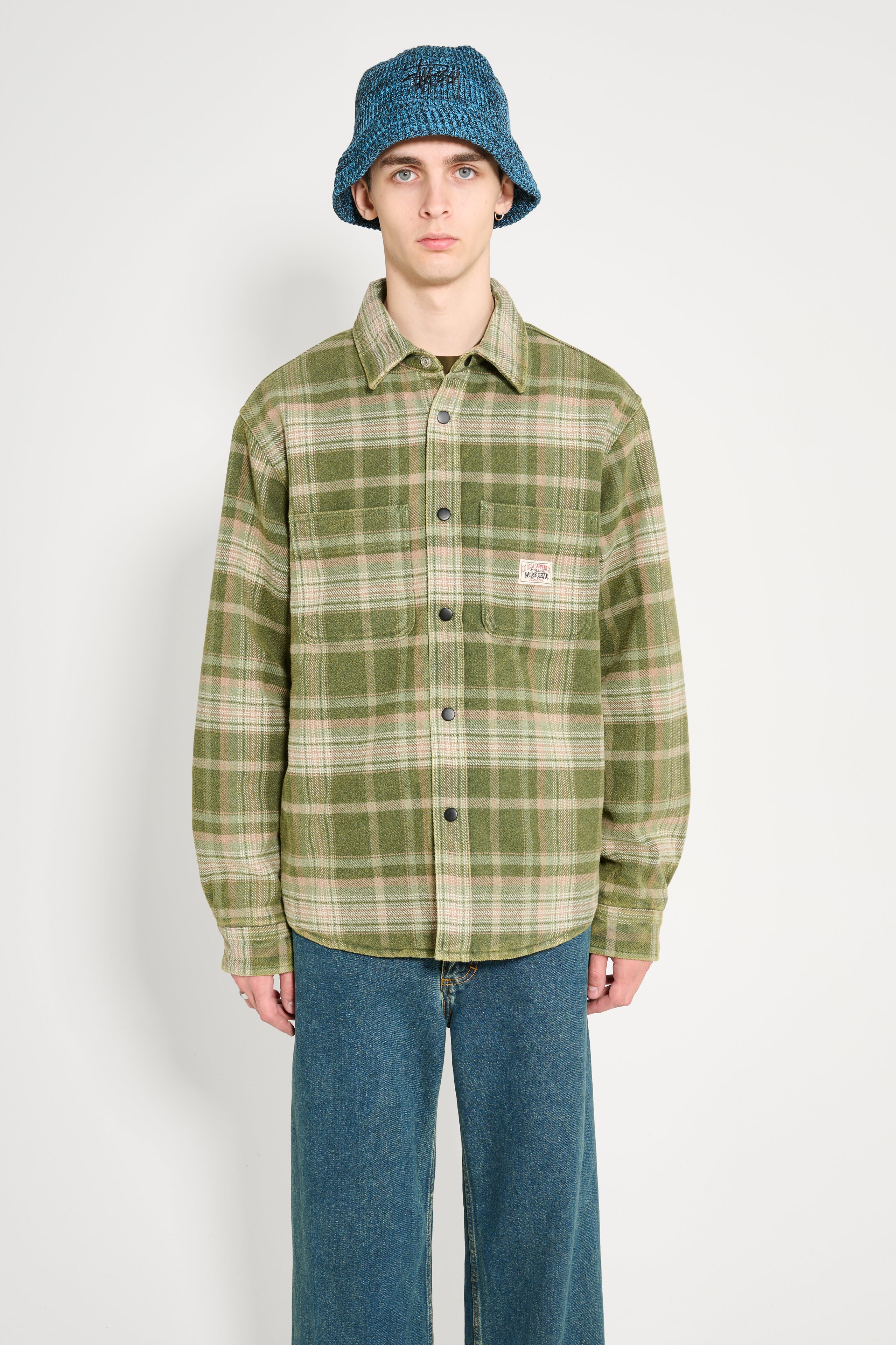 Stüssy Heavy Washed Plaid Shirt Green