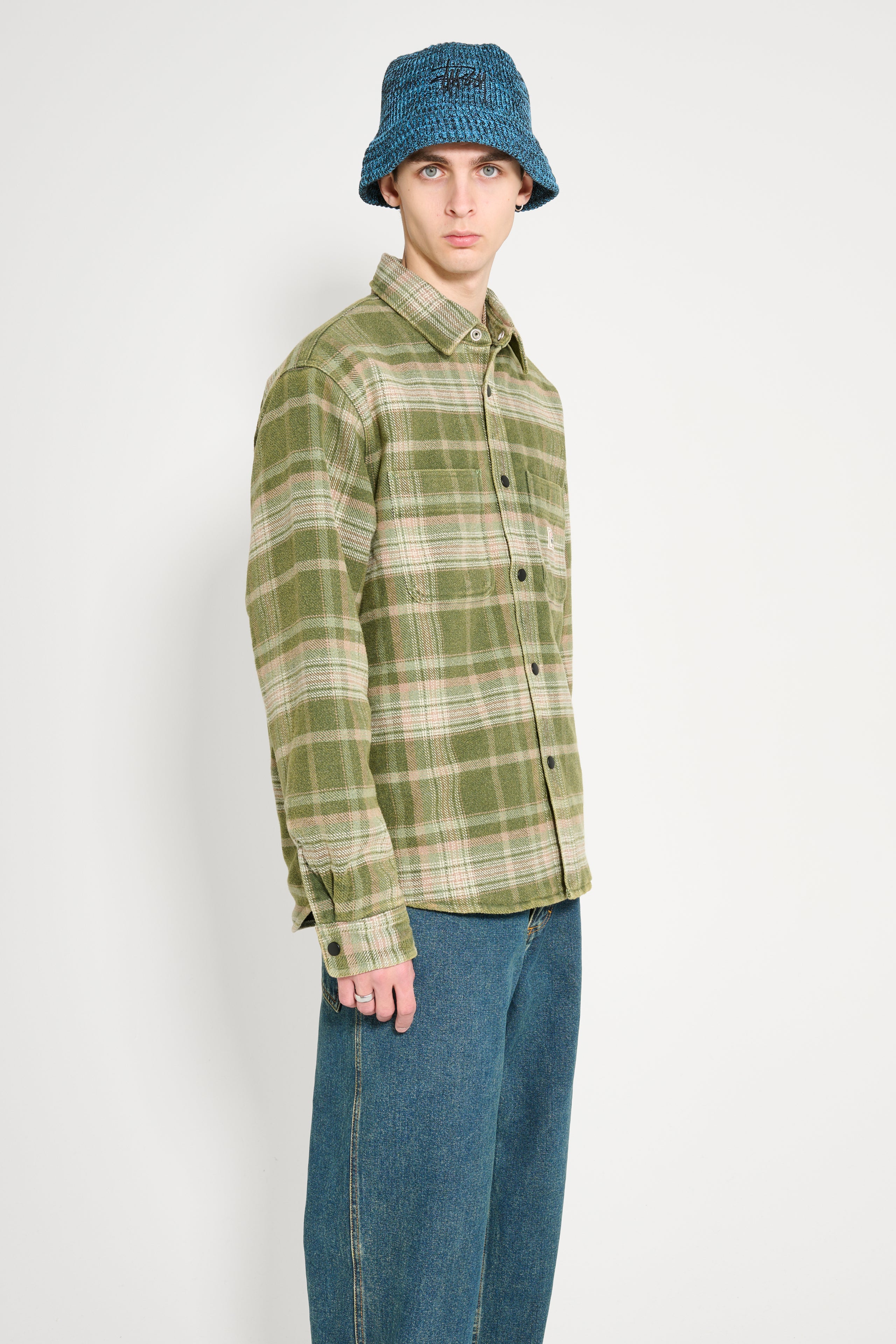 Stüssy Heavy Washed Plaid Shirt Green