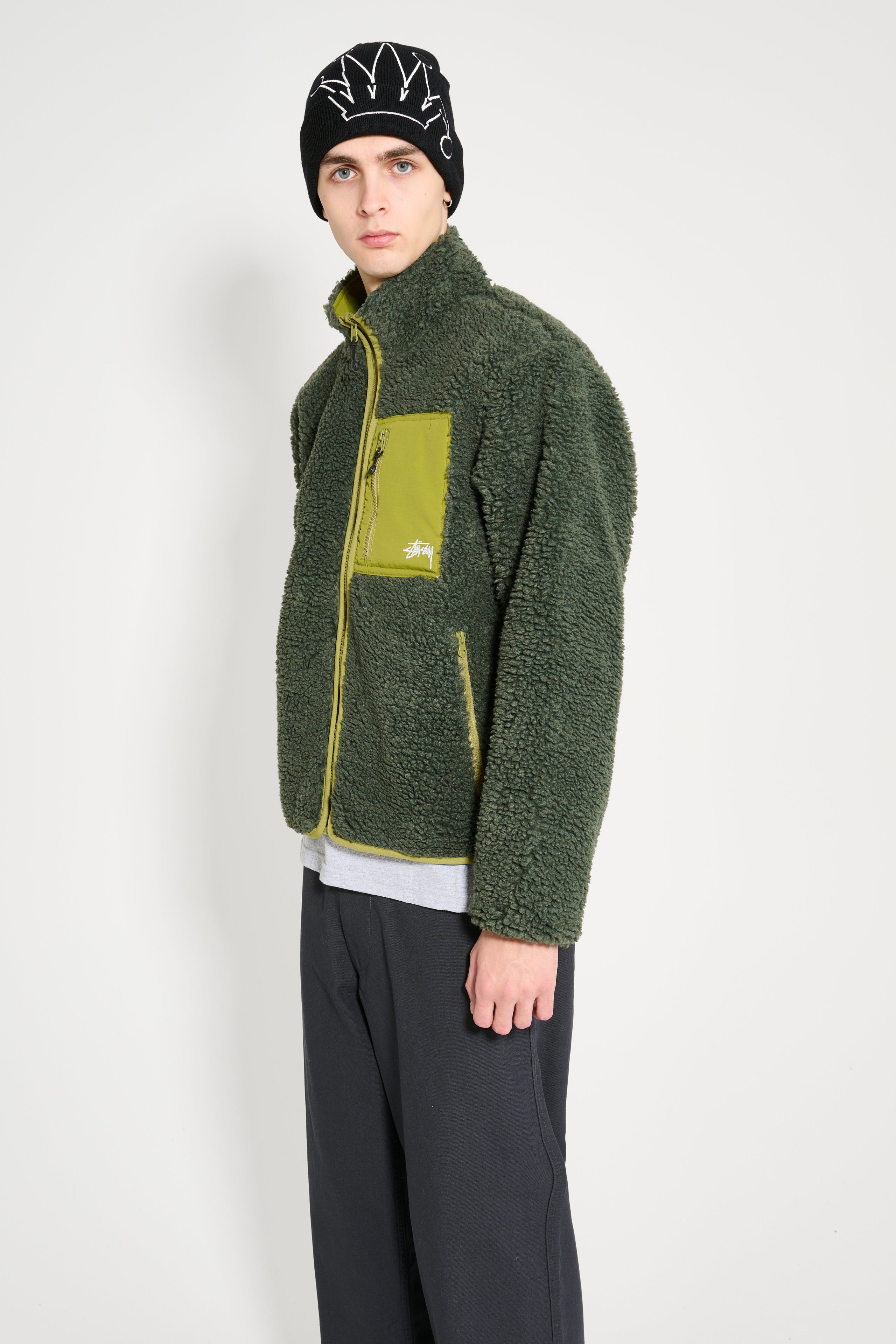 Stüssy Sherpa Reversible Jacket Green