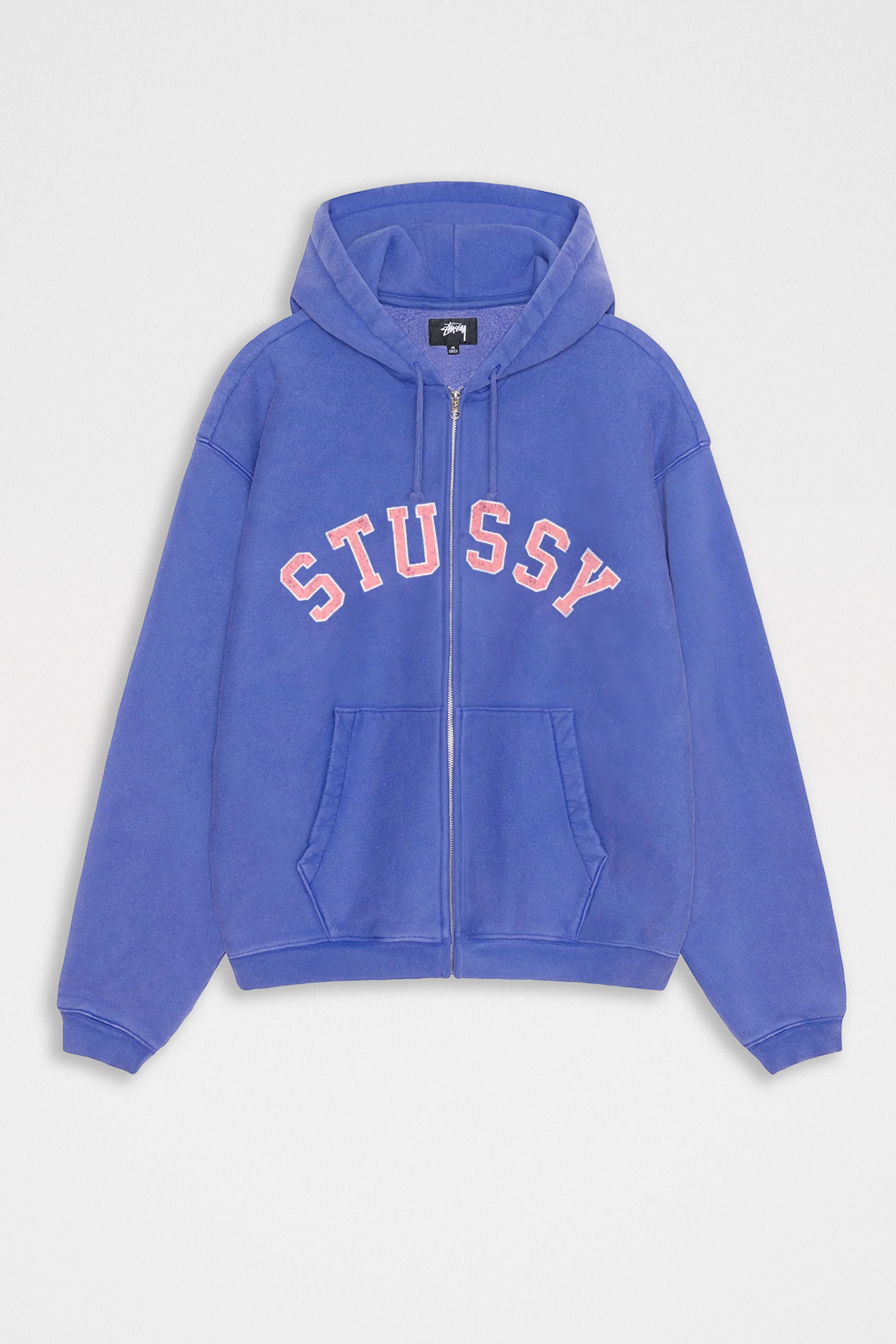 Stüssy Distressed Graphic Zip Hood Purple