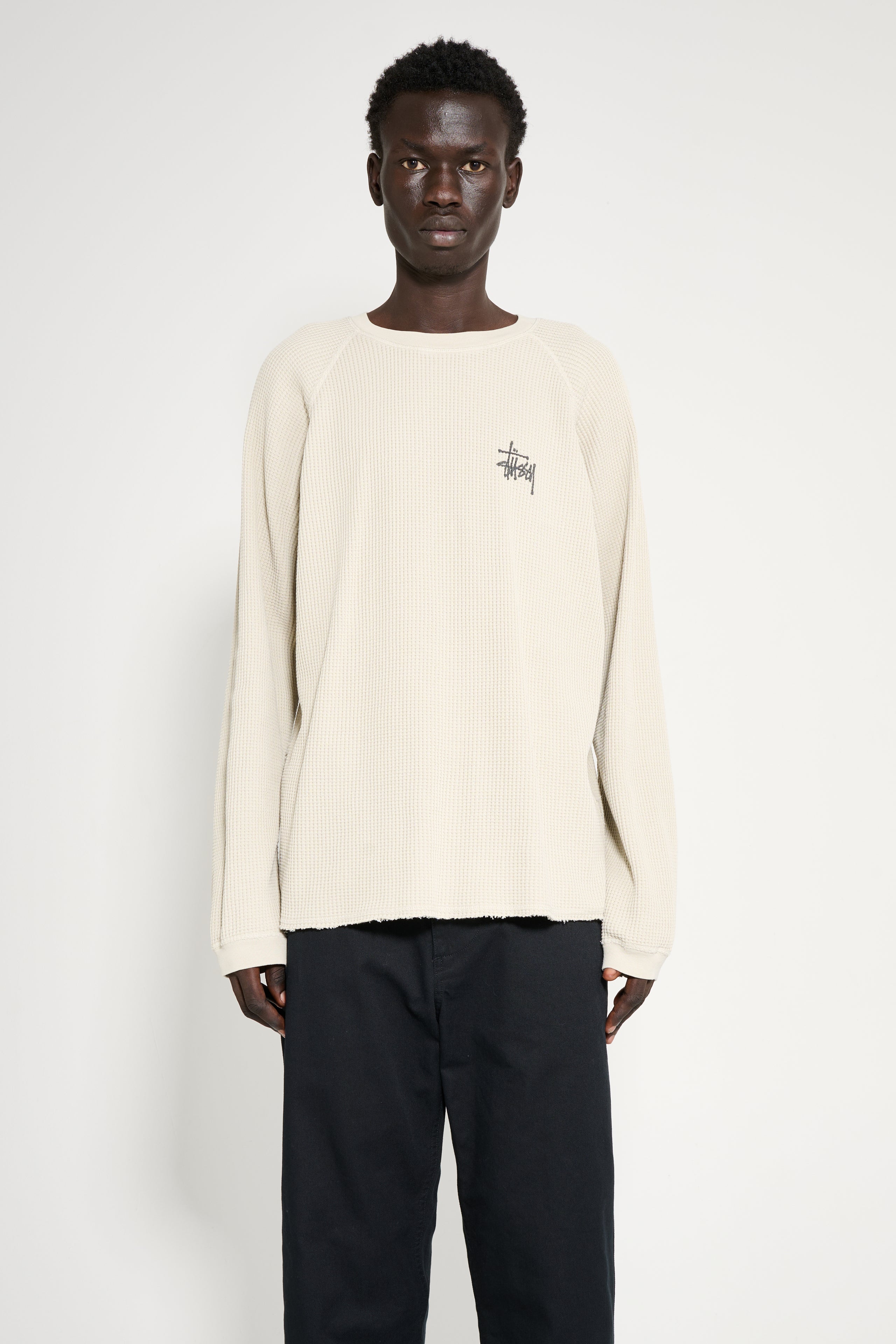 Stüssy Raglan Thermal Basic Stock LS Tee Bone