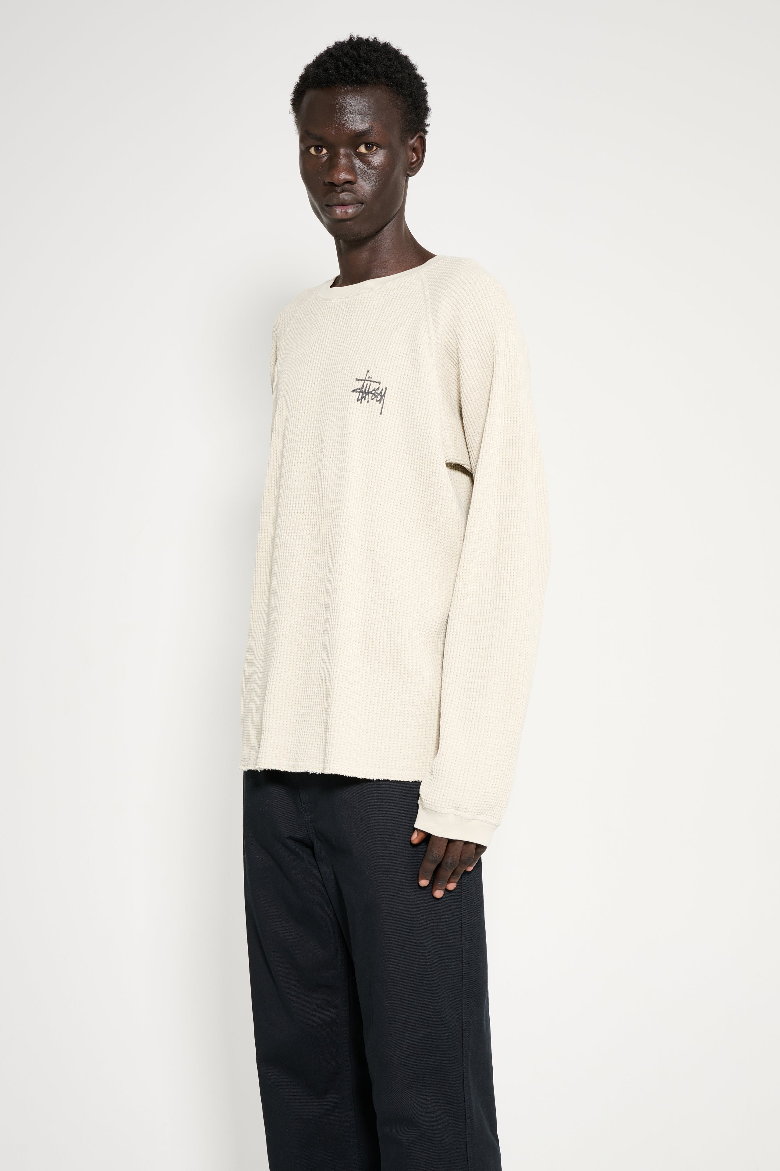 Stüssy Raglan Thermal Basic Stock LS Tee Bone