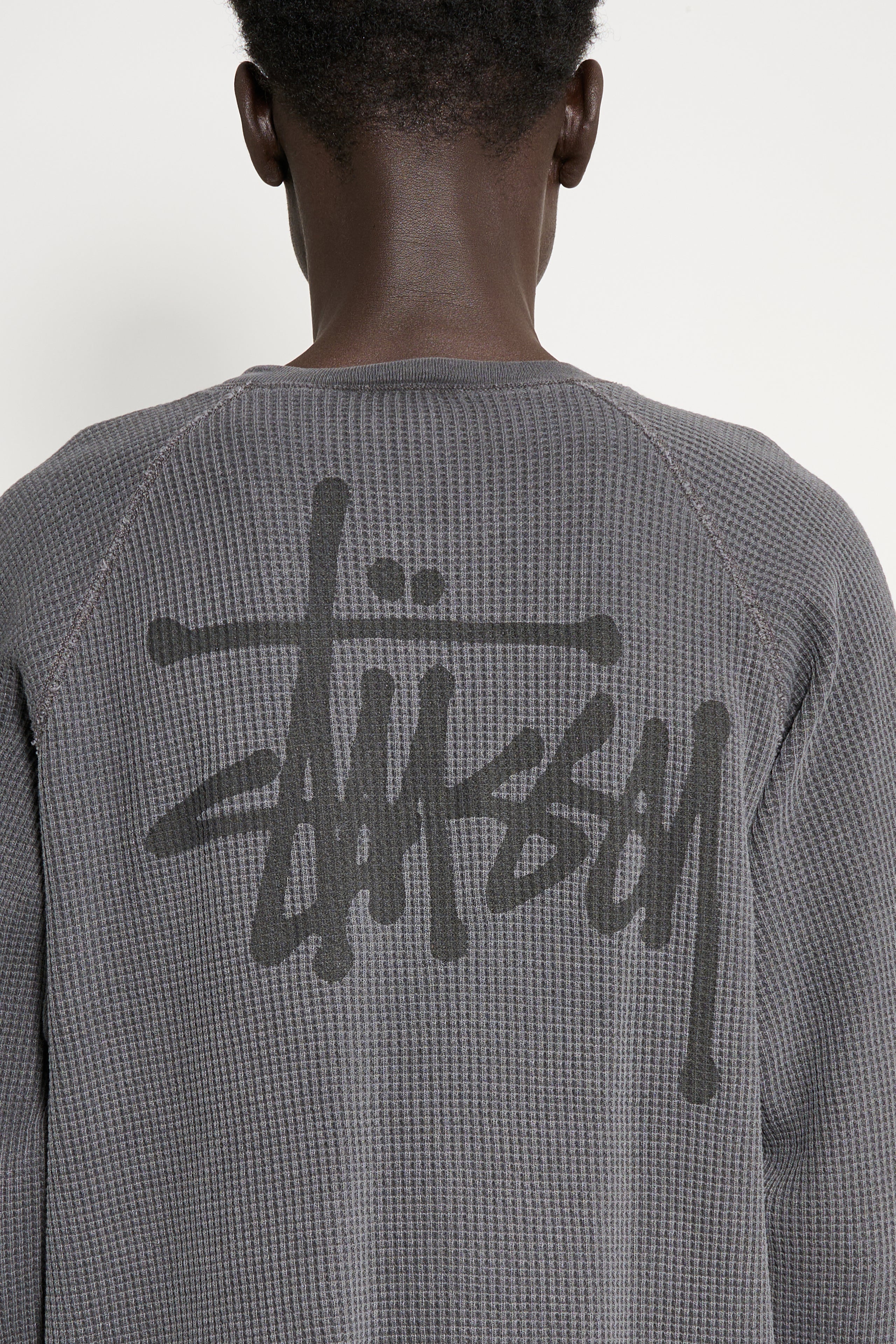 Stüssy Raglan Thermal Basic Stock LS Tee Washed Black