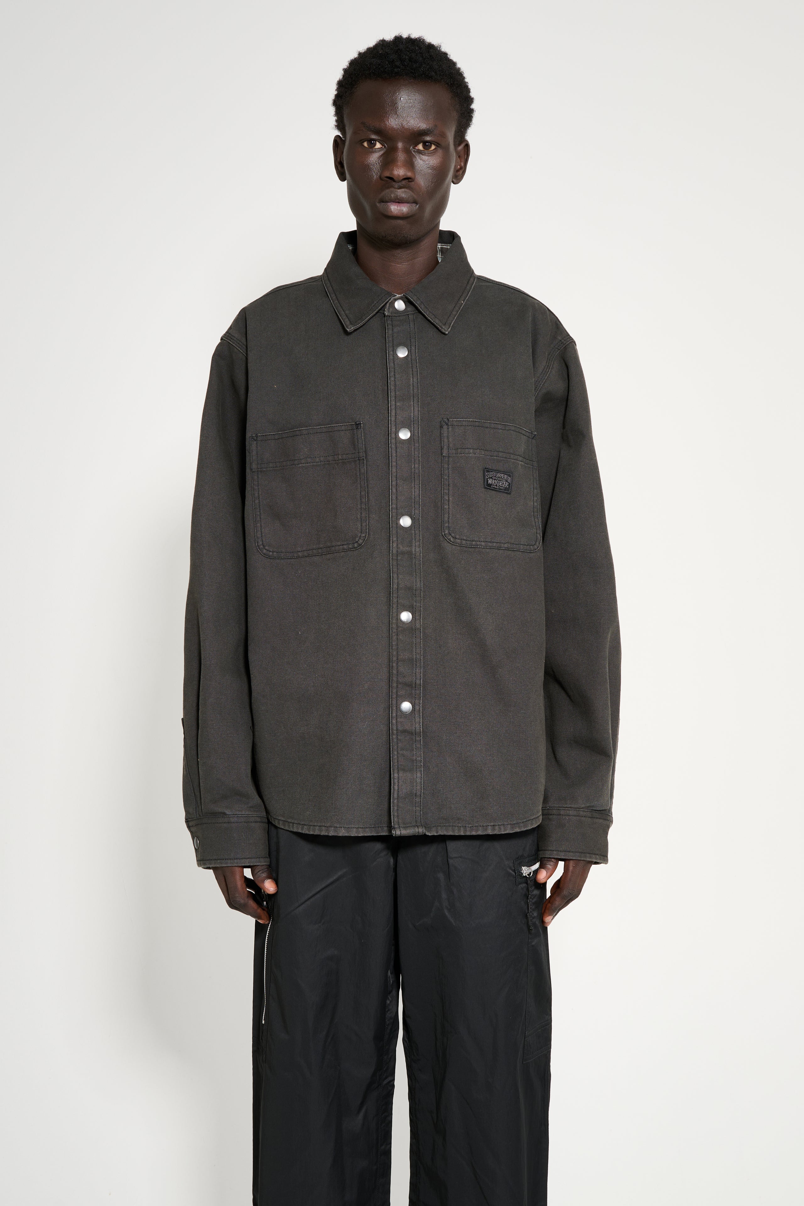 Stüssy Heavy Washed Canvas Shirt Black