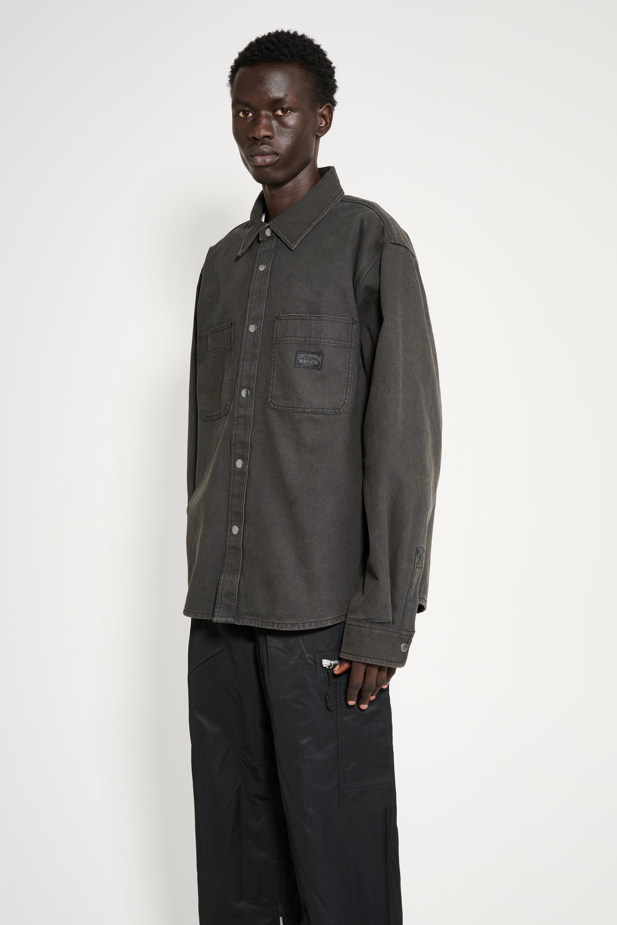 Stüssy Heavy Washed Canvas Shirt Black