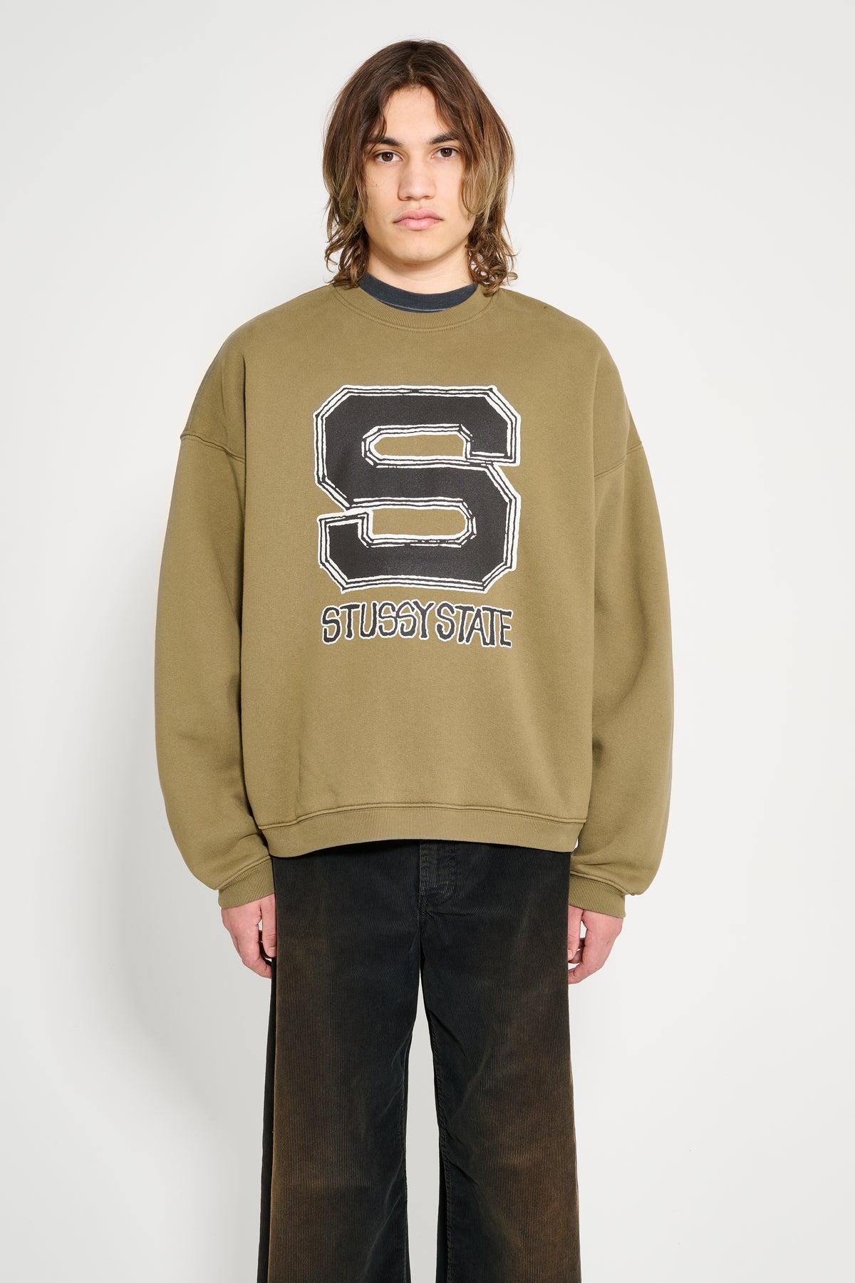 Crew Felpa Beige Stussy Buy Stussy Sport Relaxed Oversized Crew 