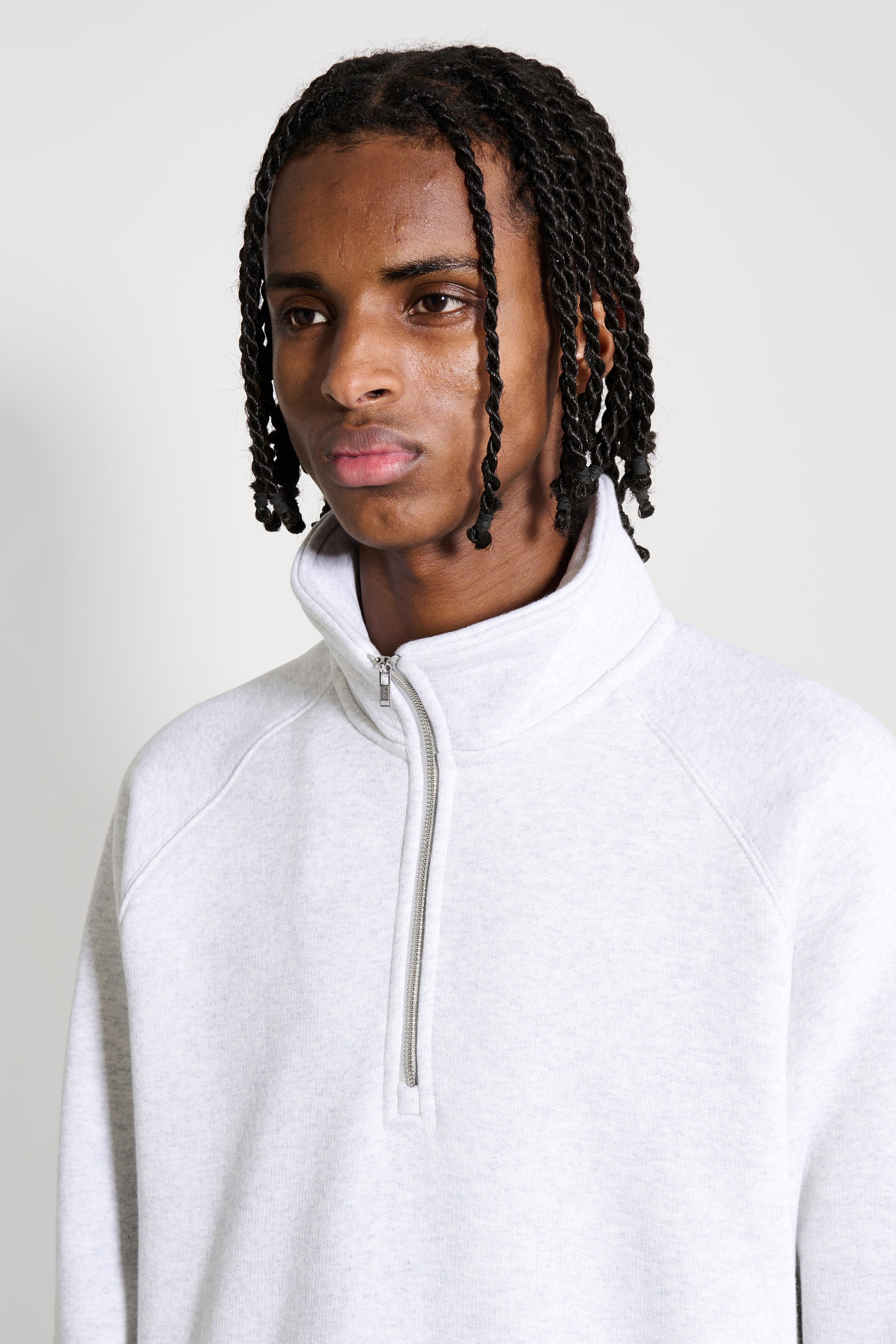 Stüssy Fleece Raglan Zip Mock Ash Heather