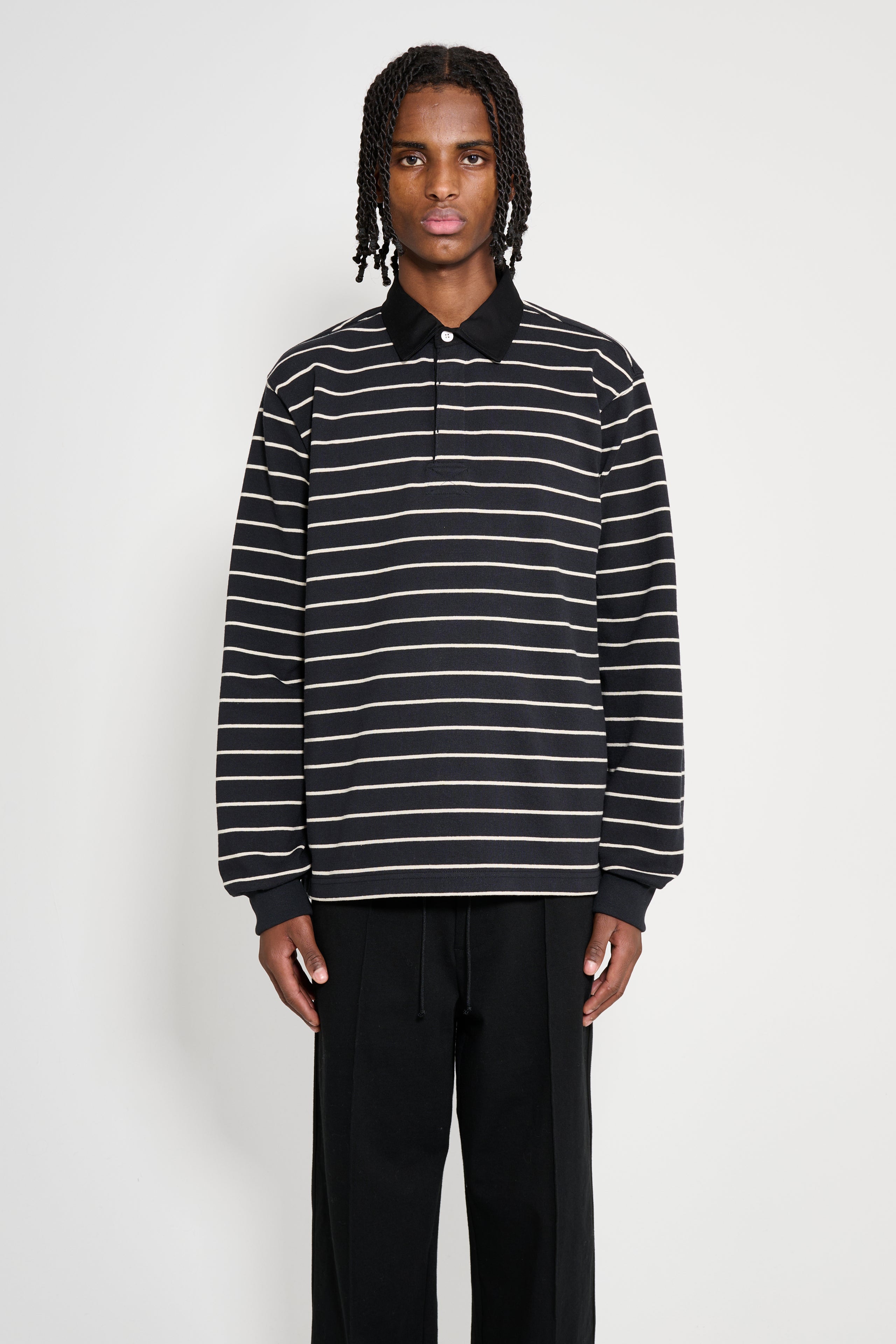 Stüssy Pin Striped Rugby Black