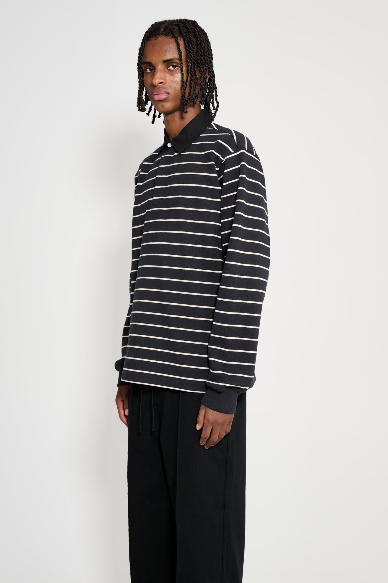 Stüssy Pin Striped Rugby Black