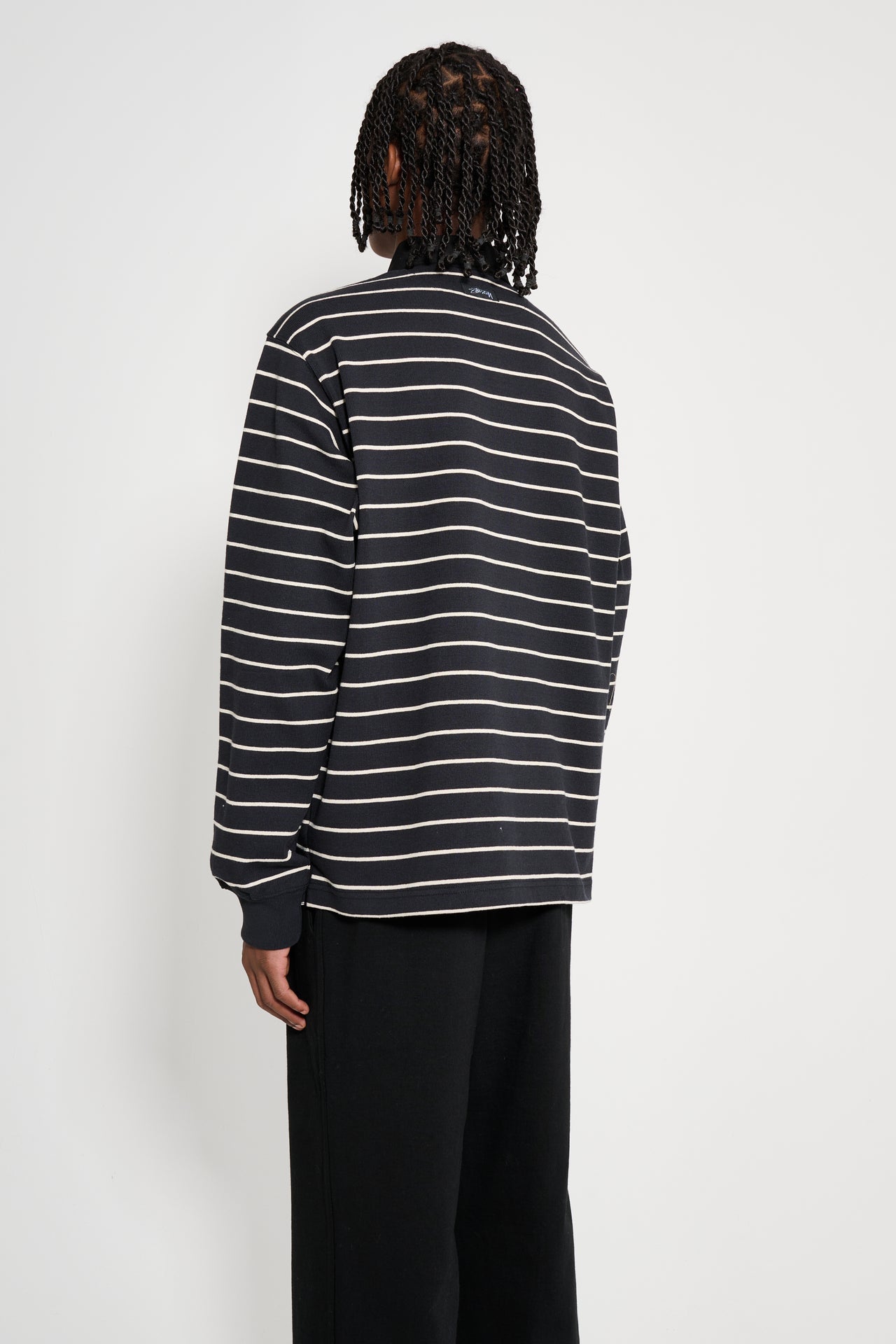 Stüssy Pin Striped Rugby Black