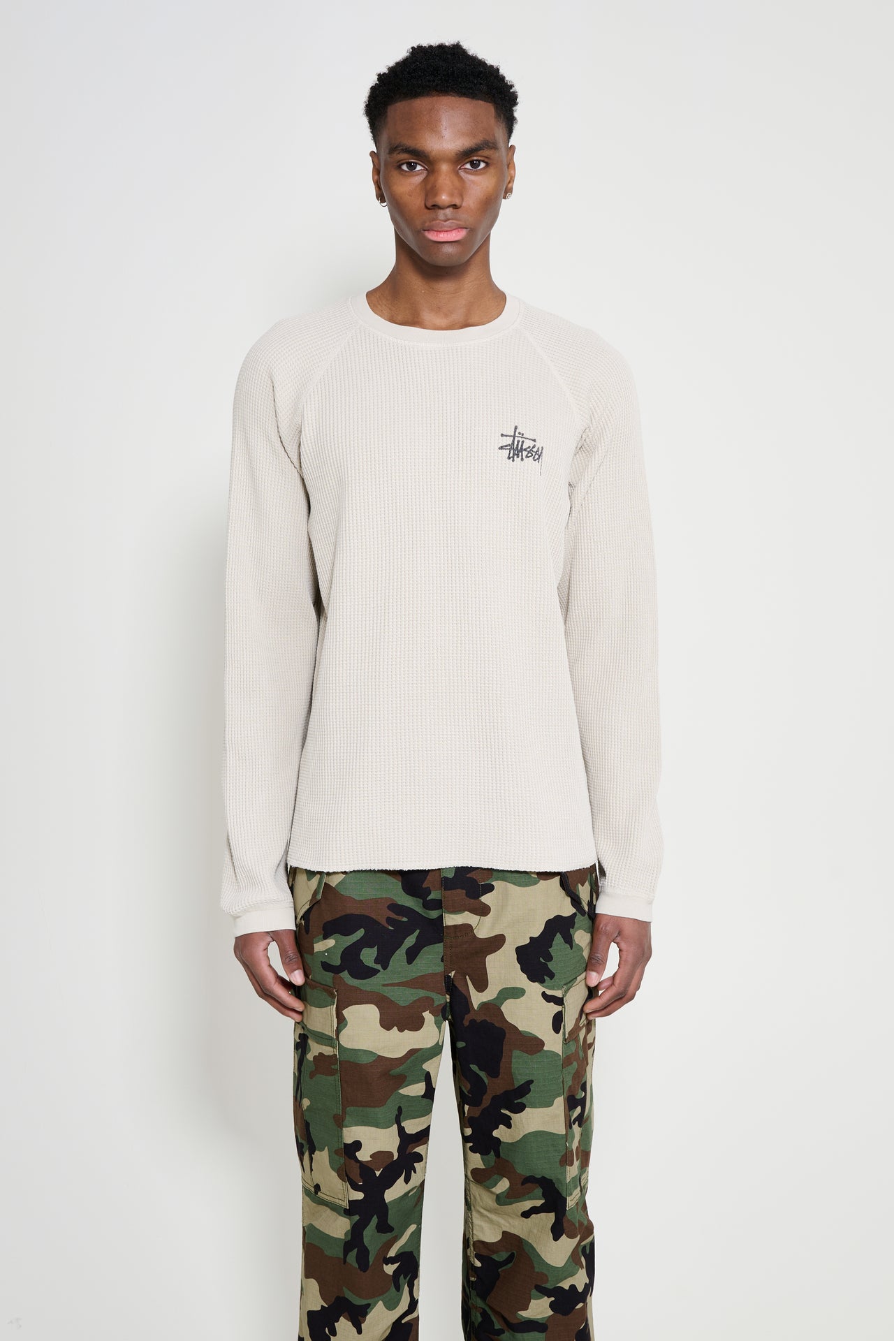 Stüssy Raglan Thermal Basic Stock LS Tee Bone