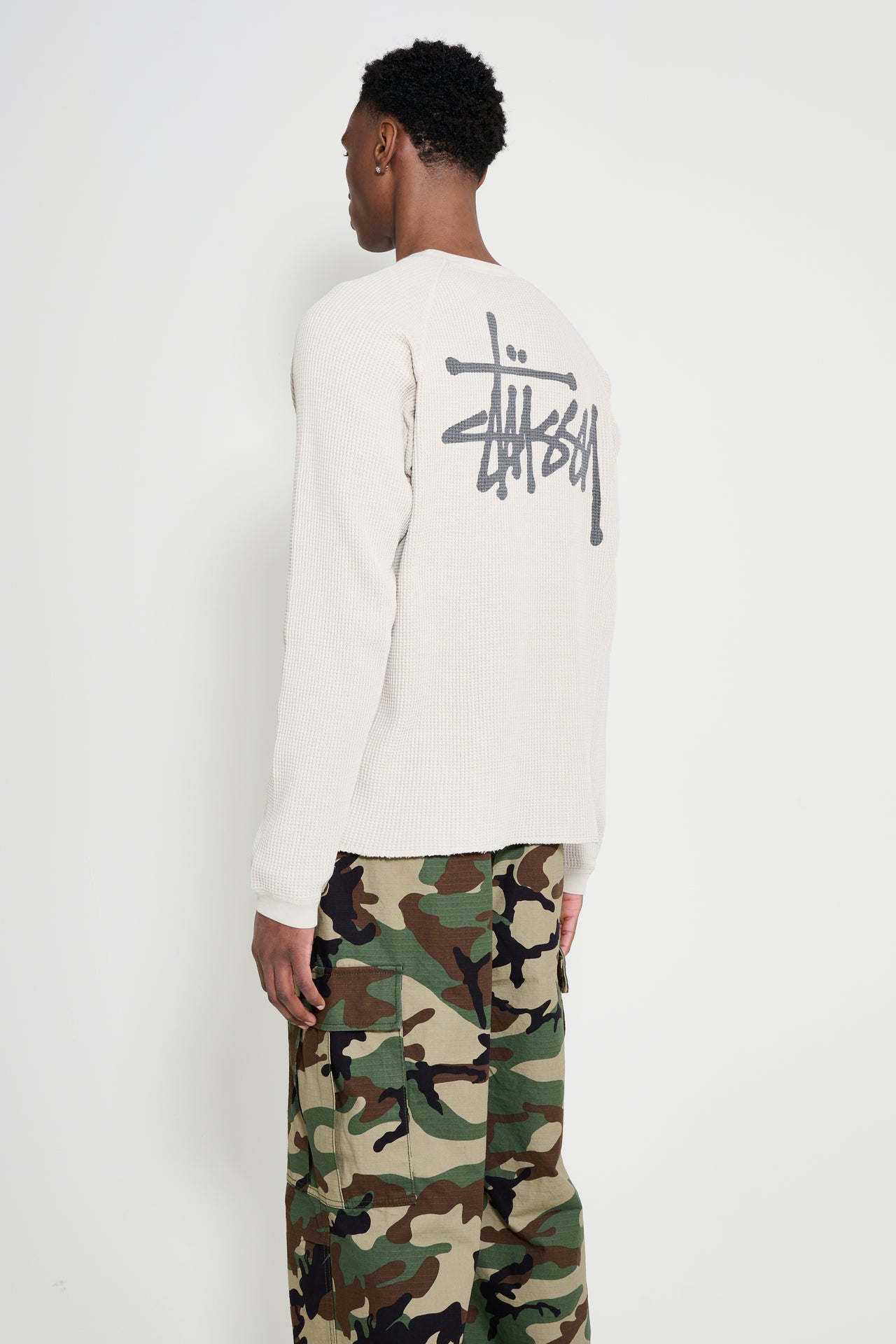 Stüssy Raglan Thermal Basic Stock LS Tee Bone