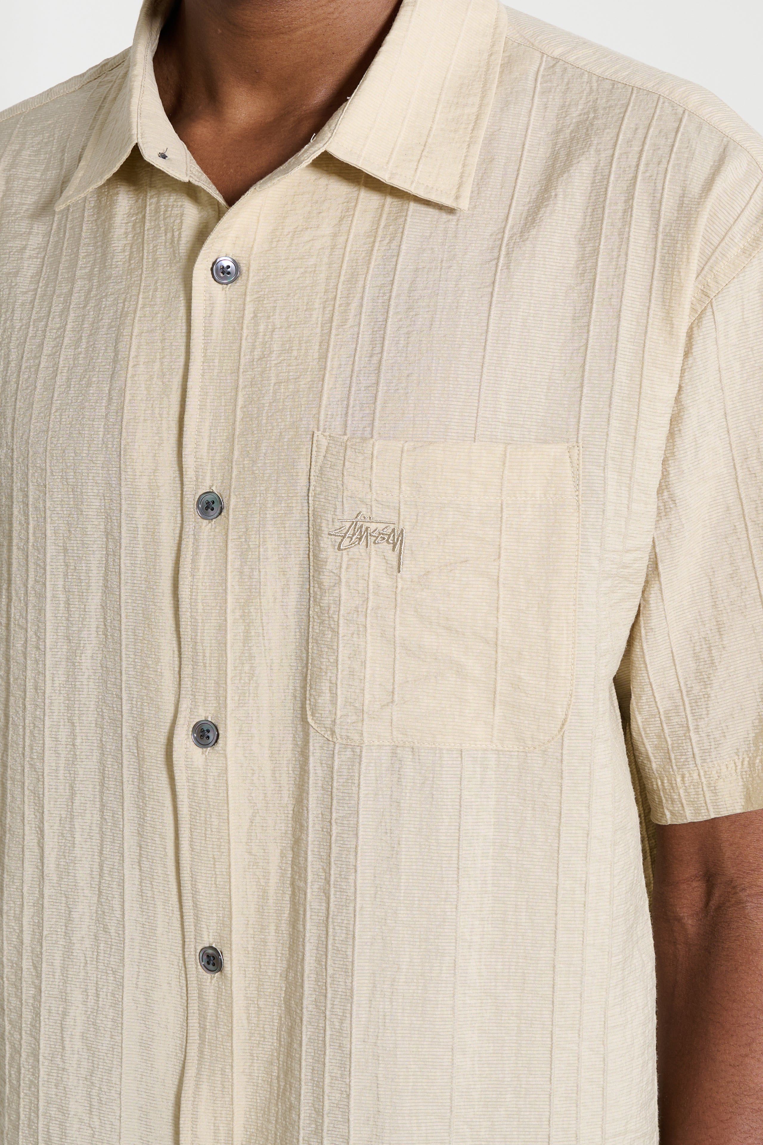 Stüssy Pleated Textured Shirt Tan