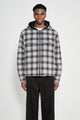 Stüssy Zip Hooded Plaid Shirt Charcoal