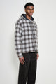 Stüssy Zip Hooded Plaid Shirt Charcoal