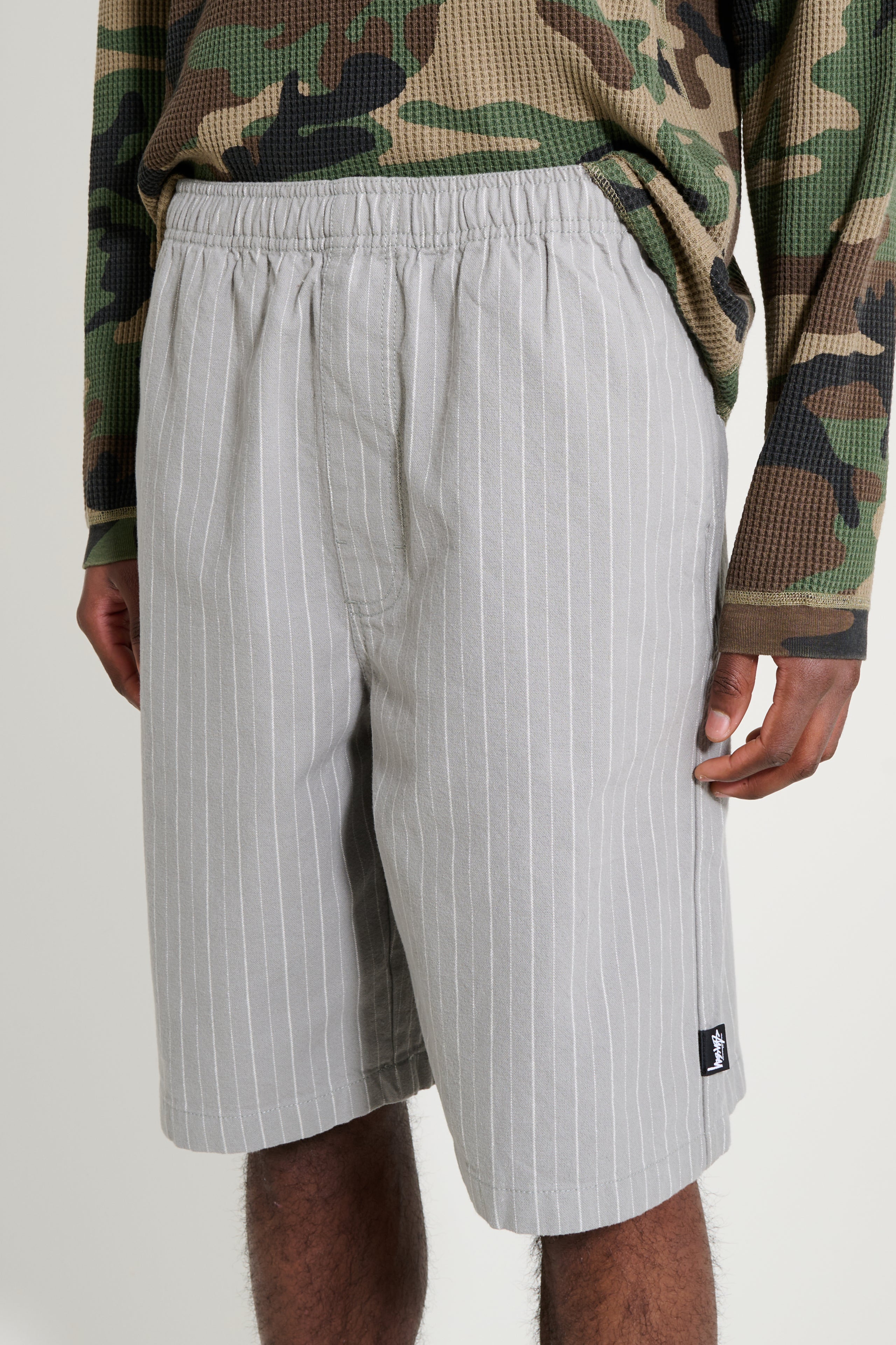 Stüssy Striped Beach Shorts Grey