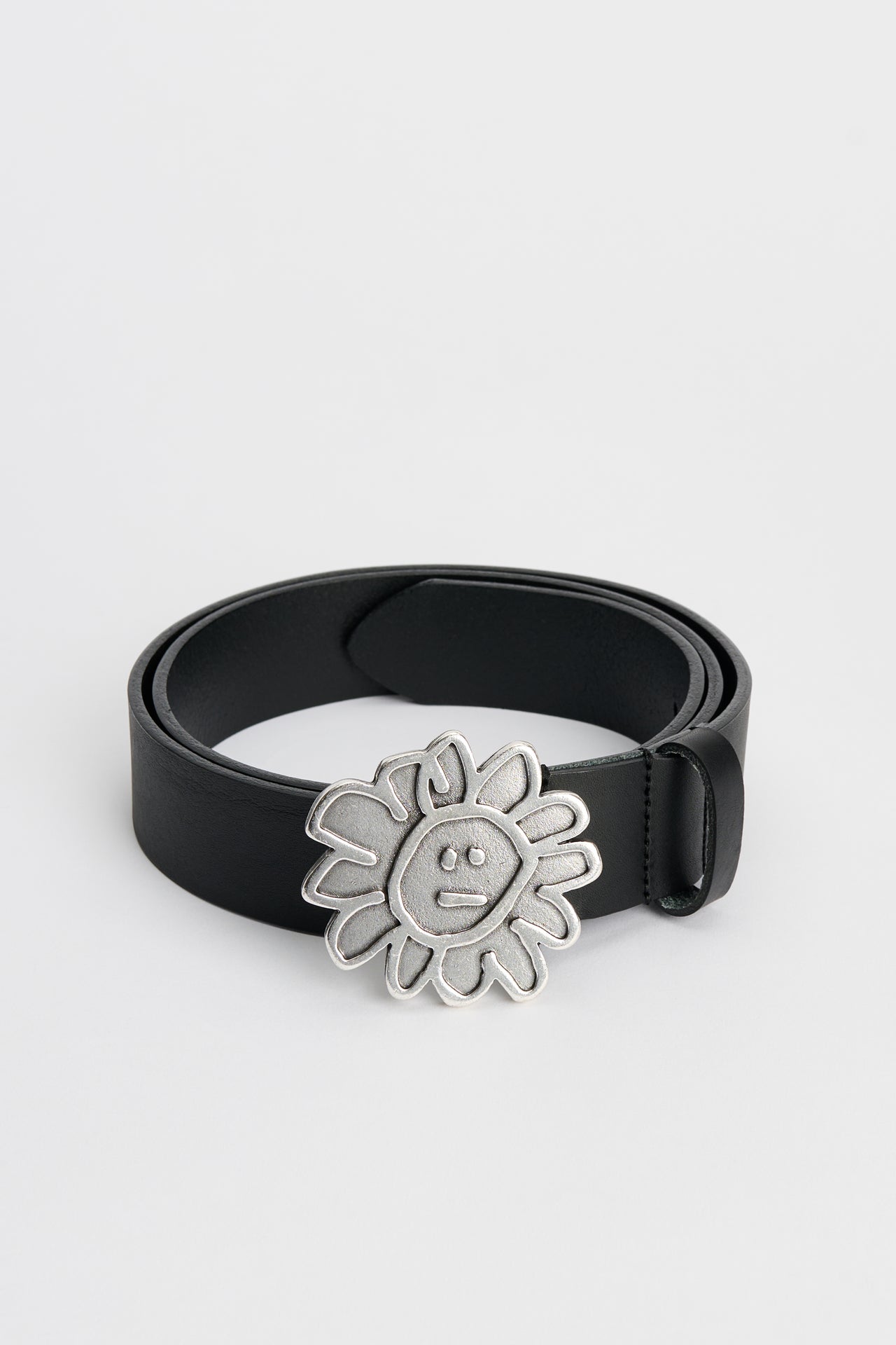 Sunflower Flower Buckle Belt Black
