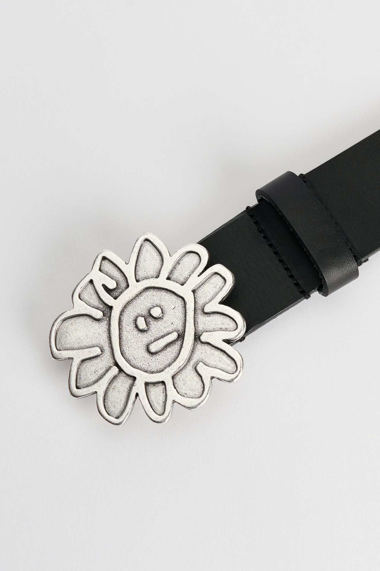 Sunflower Flower Buckle Belt Black