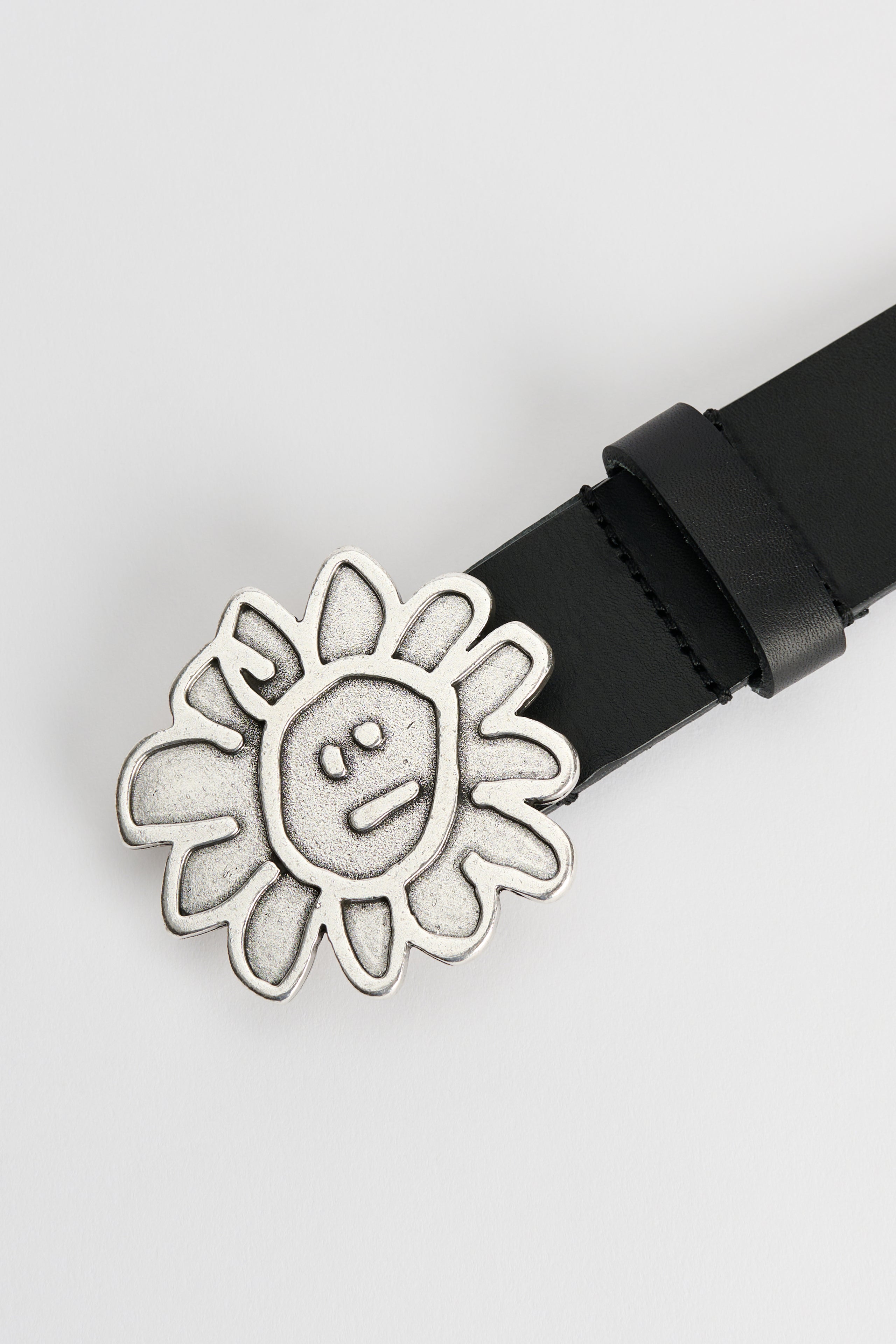 Sunflower Flower Buckle Belt Black