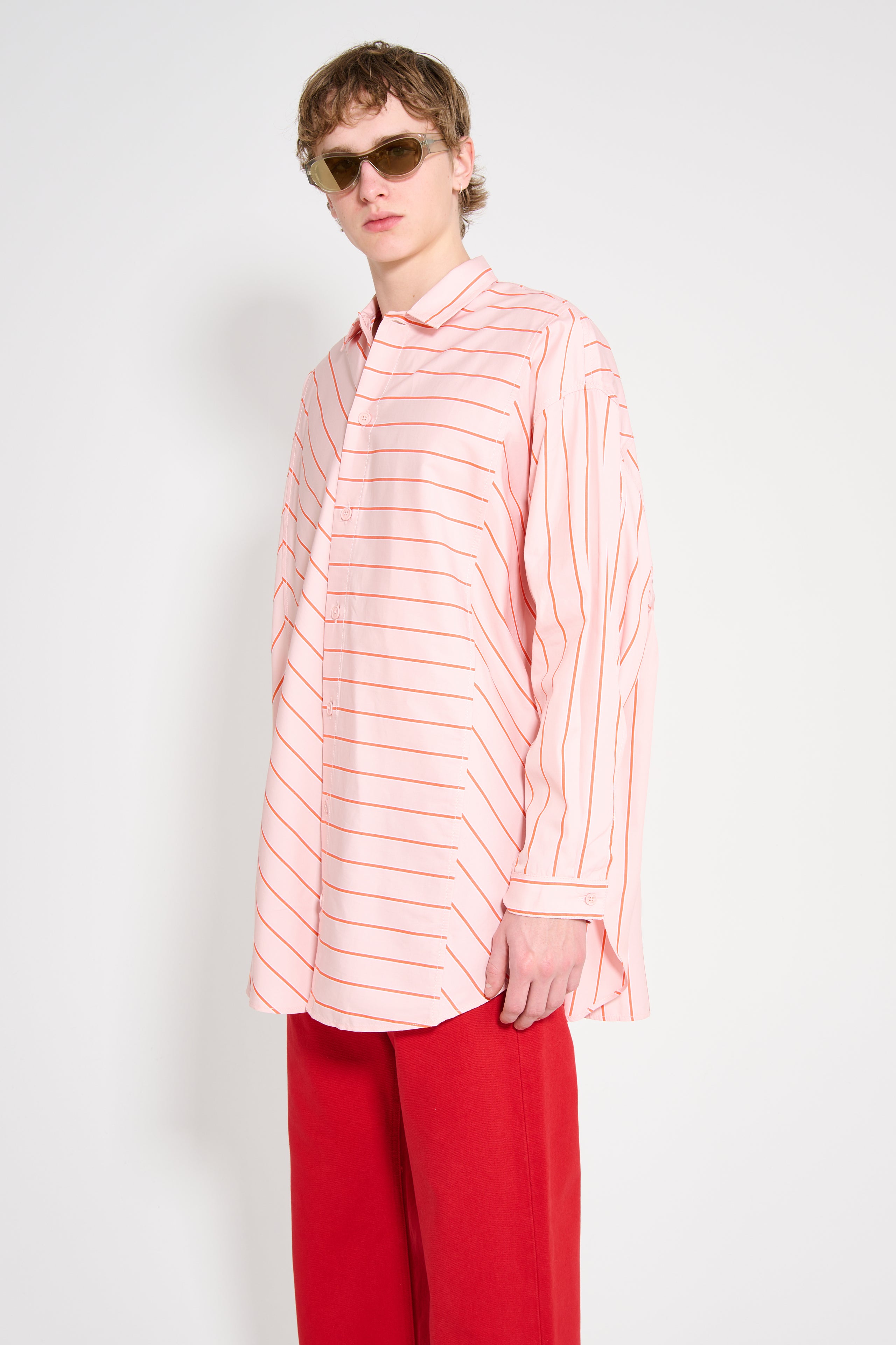 SUNNEI Mega Over Shirt W Cuts Pink Stripes