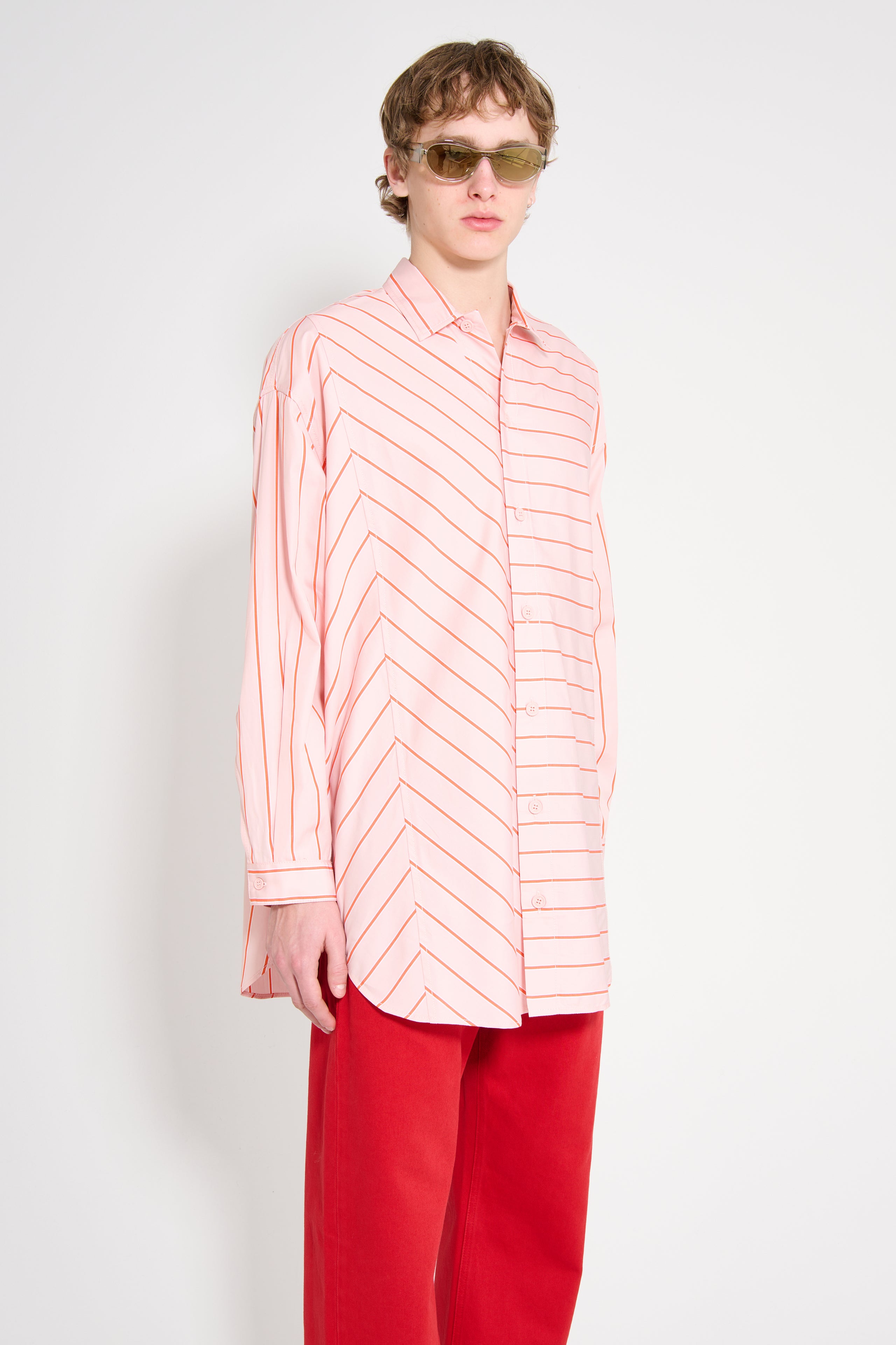 SUNNEI Mega Over Shirt W Cuts Pink Stripes