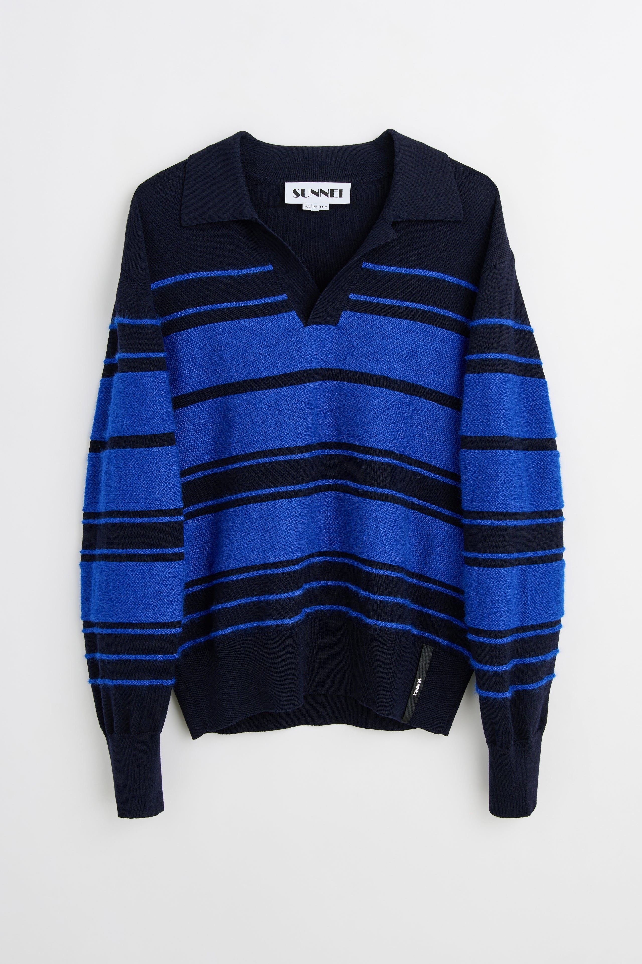 SUNNEI Striped Knit Ls Polo Dark Blue / Blue