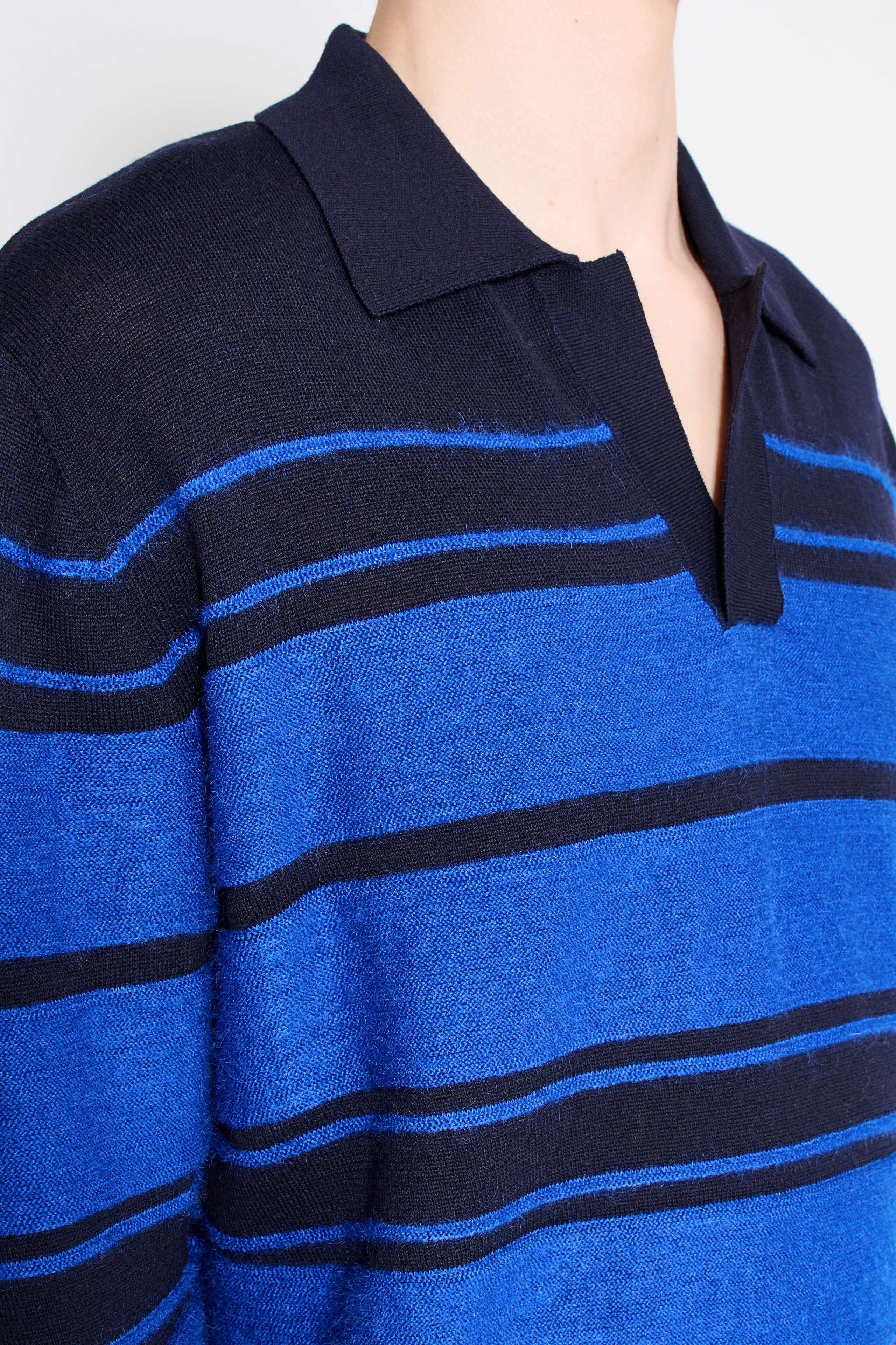 SUNNEI Striped Knit Ls Polo Dark Blue / Blue