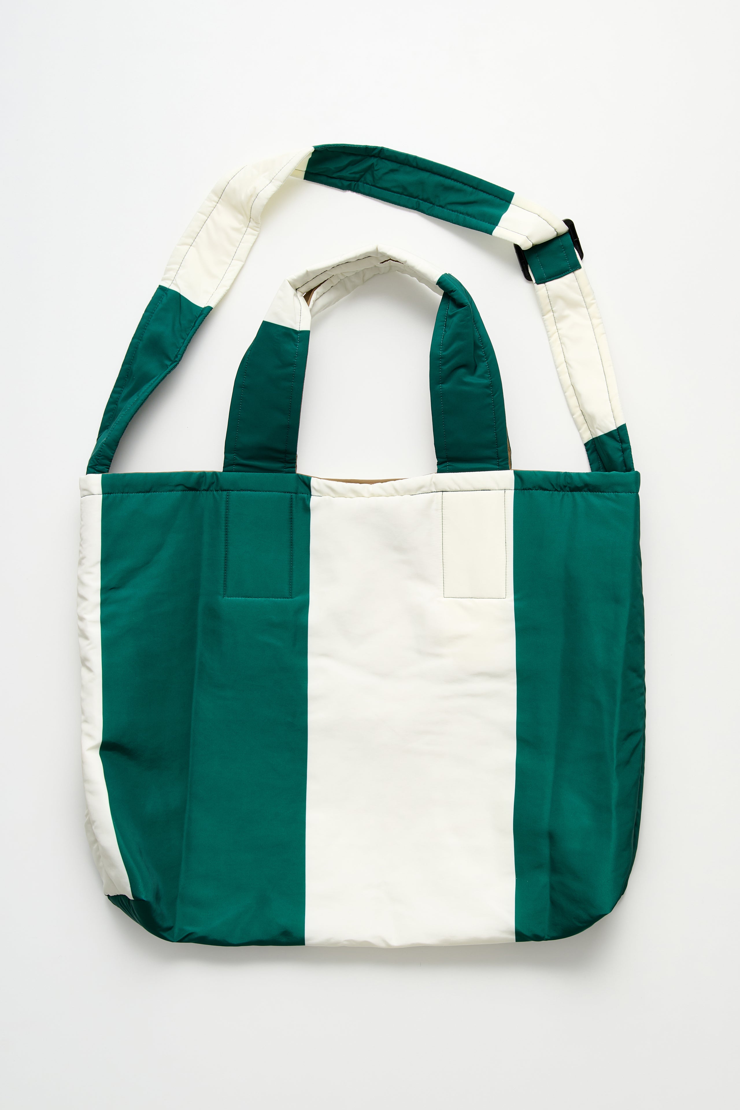 SUNNEI Everyday Reversible Shopping Bag Off White / Green Giga Stripe