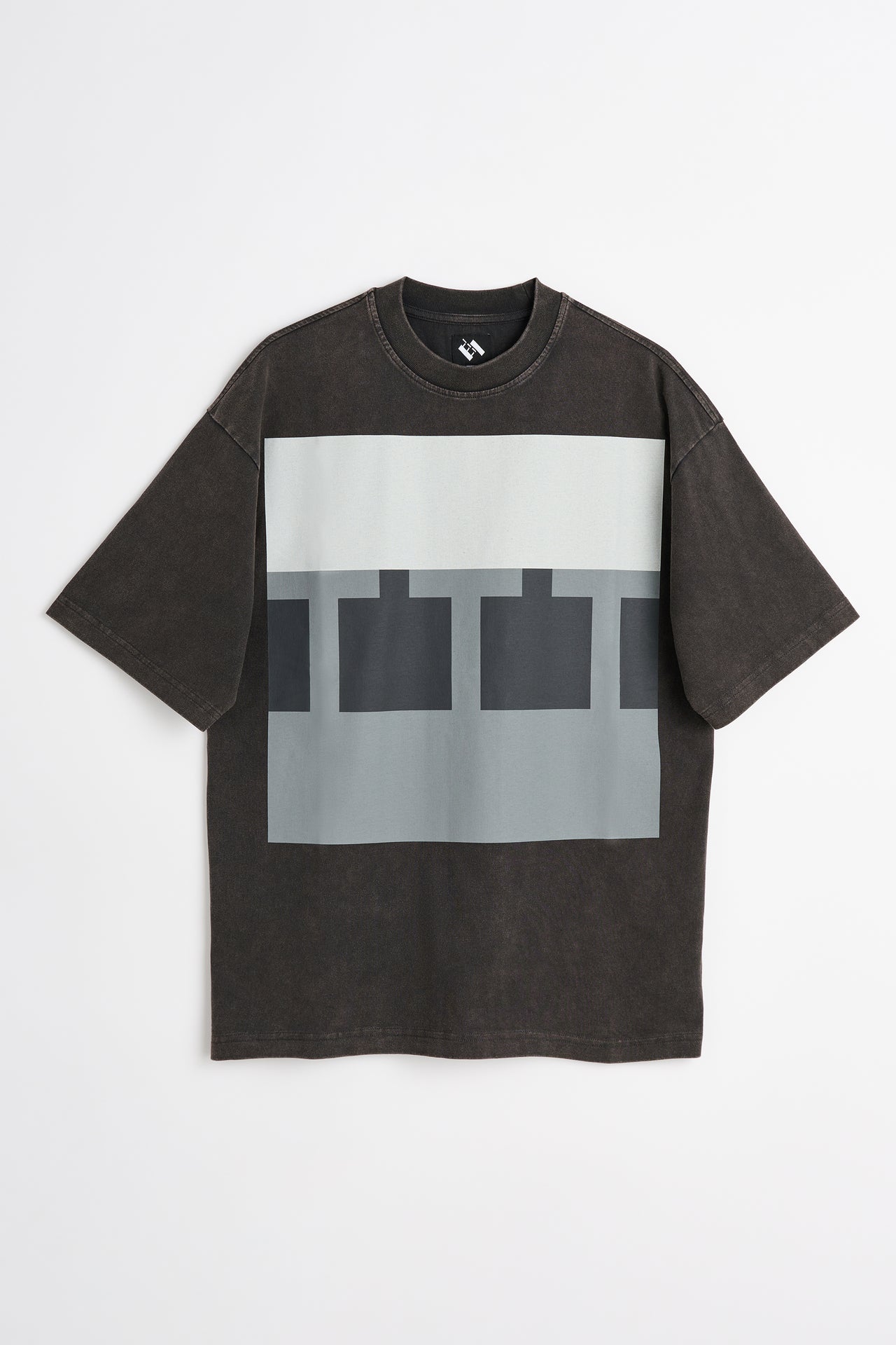 The Trilogy Tapes Block T-shirt Black Acid Wash