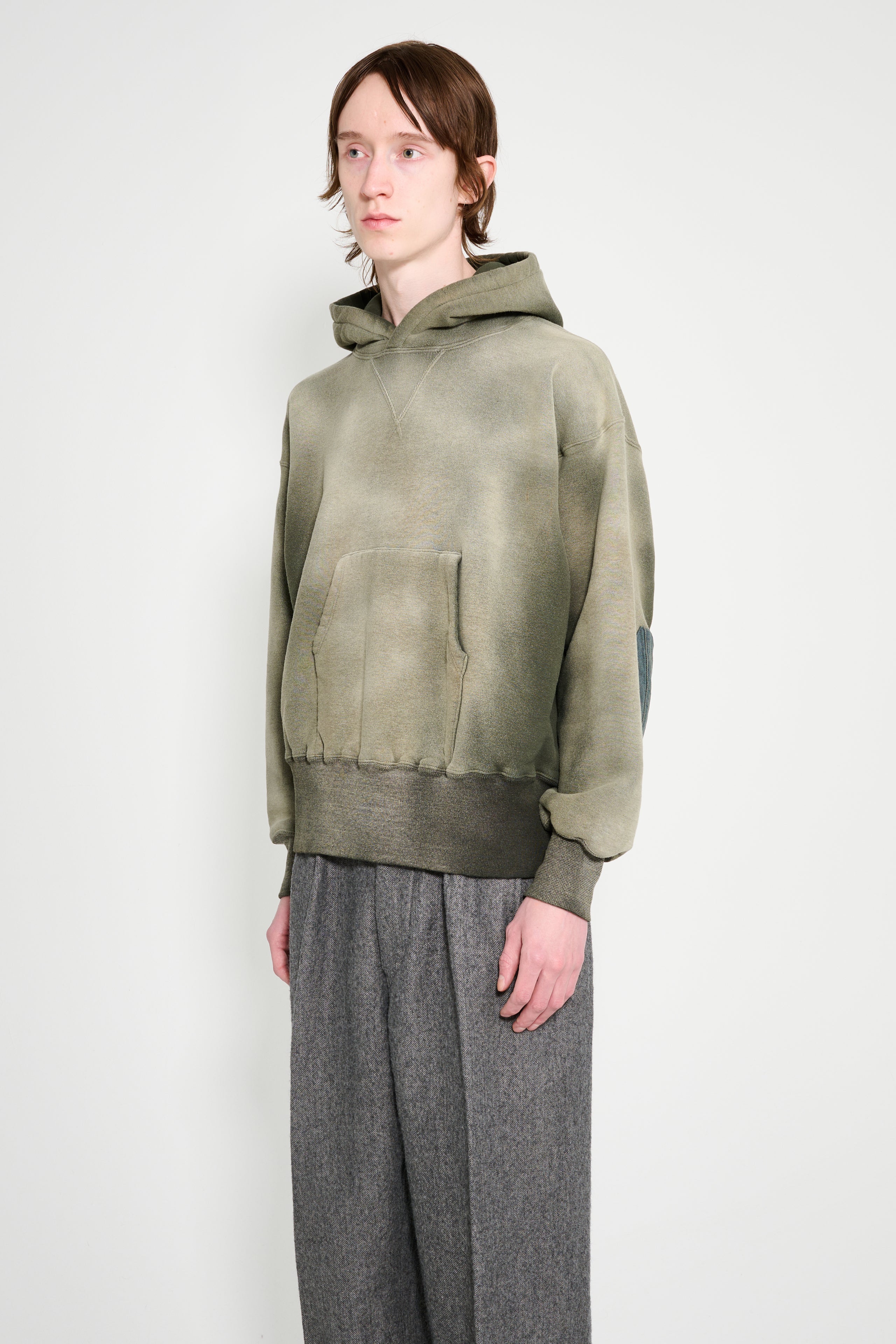 Taiga Takahashi Hooded Sweat Shirt Bleached Deep Green