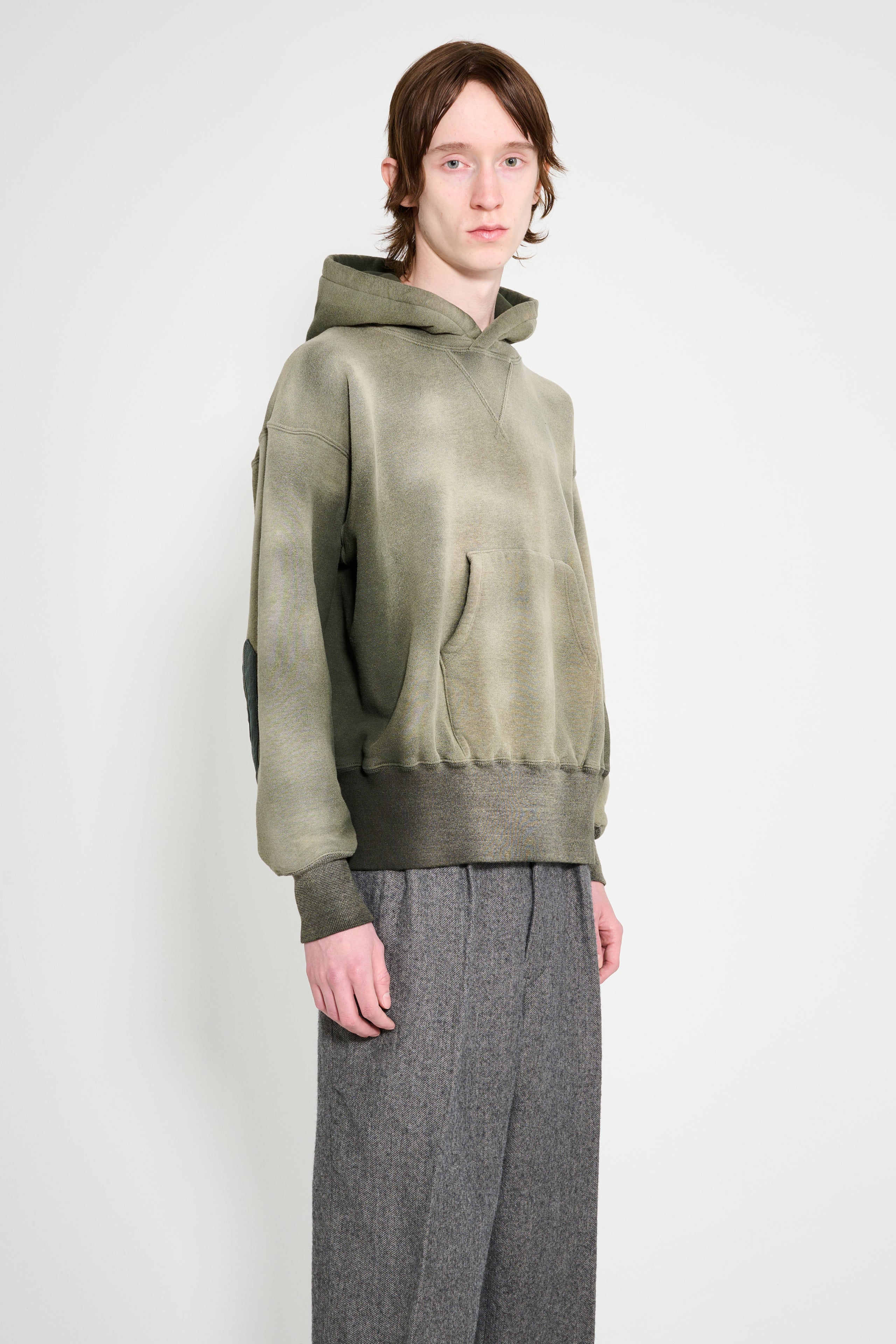 Taiga Takahashi Hooded Sweat Shirt Bleached Deep Green