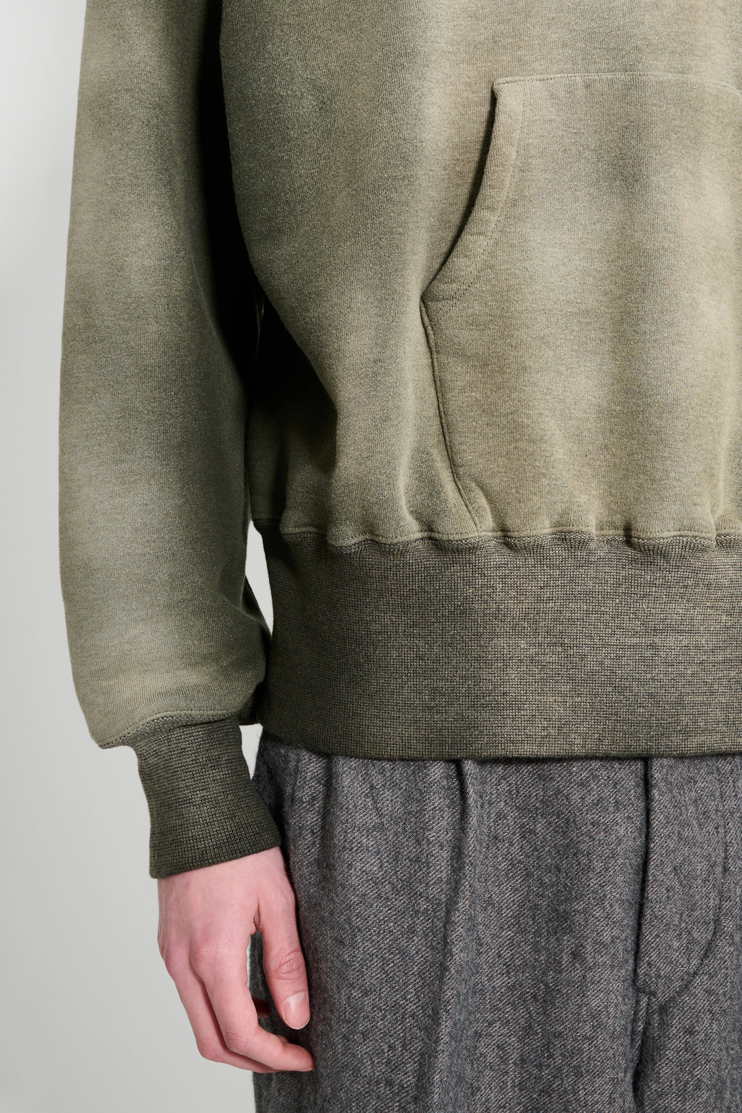 Taiga Takahashi Hooded Sweat Shirt Bleached Deep Green