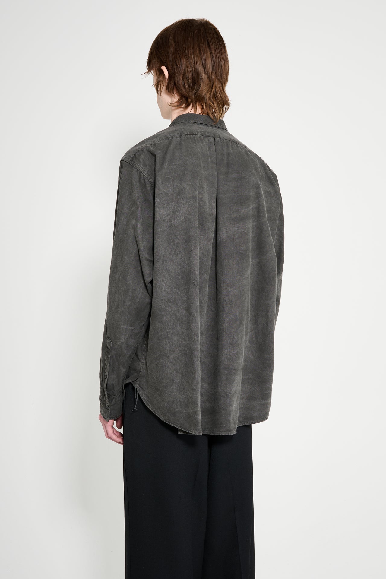 Taiga Takahashi Narrow Collar Shirt Sumi Dyed Black