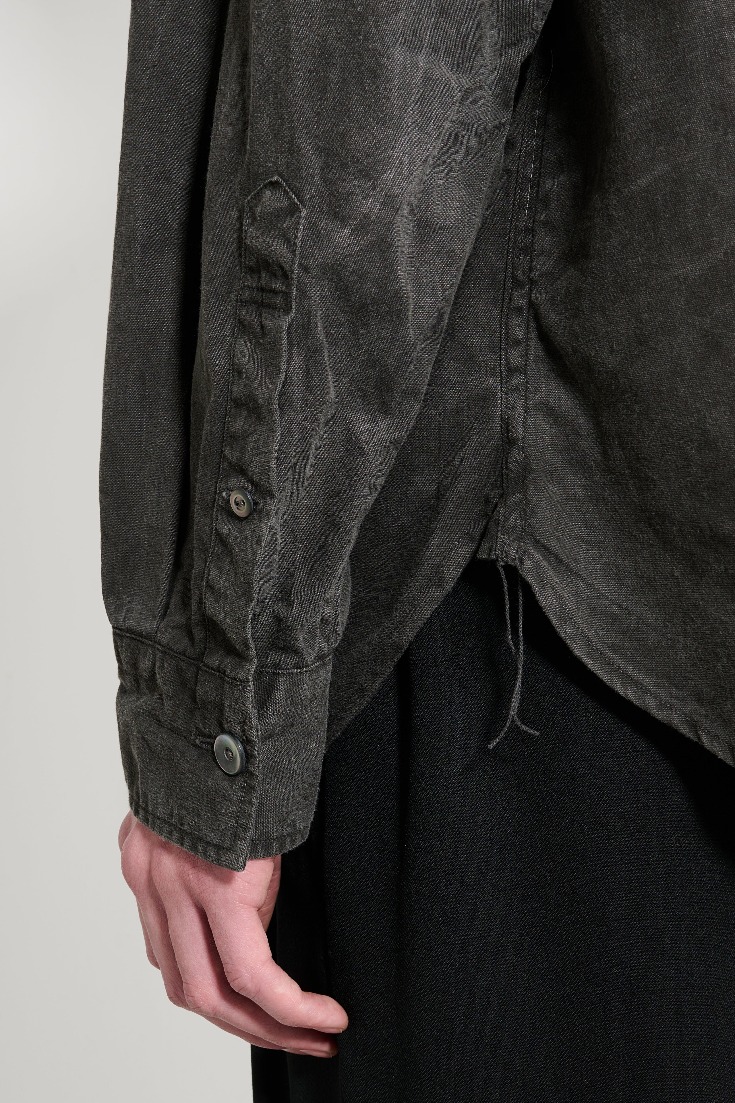 Taiga Takahashi Narrow Collar Shirt Sumi Dyed Black