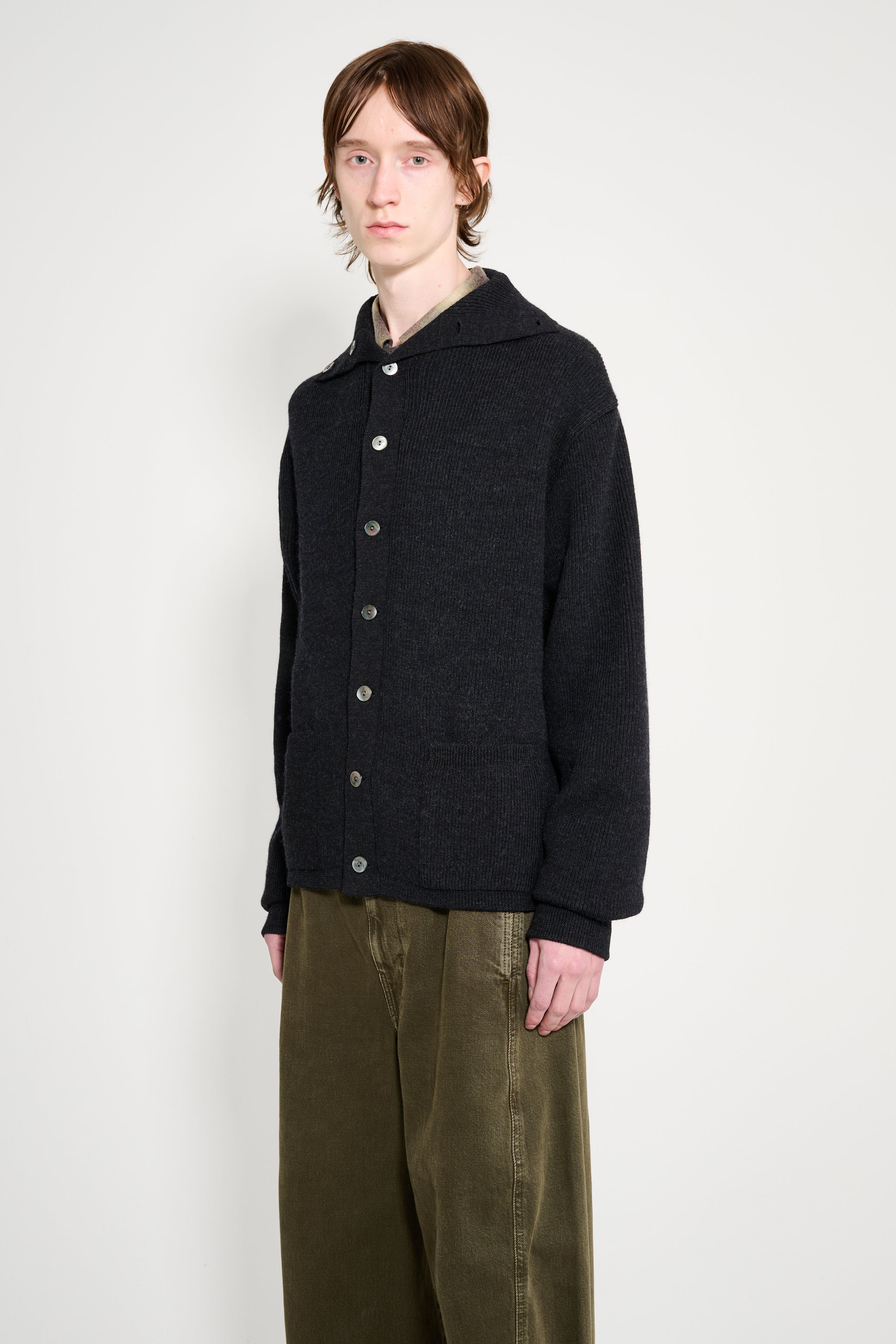 Taiga Takahashi Turtleneck Cardigan Charcoal