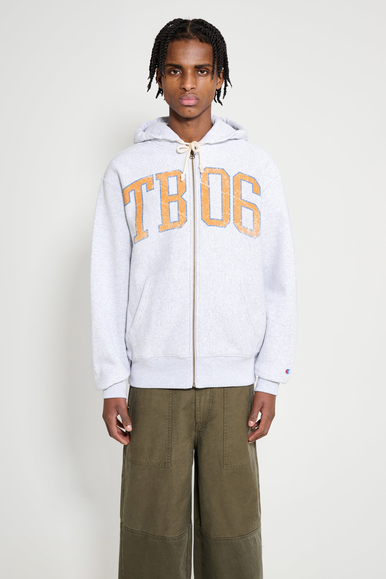TRÈS BIEN x Champion Damaged TB06 Zip Hood Grey Melange
