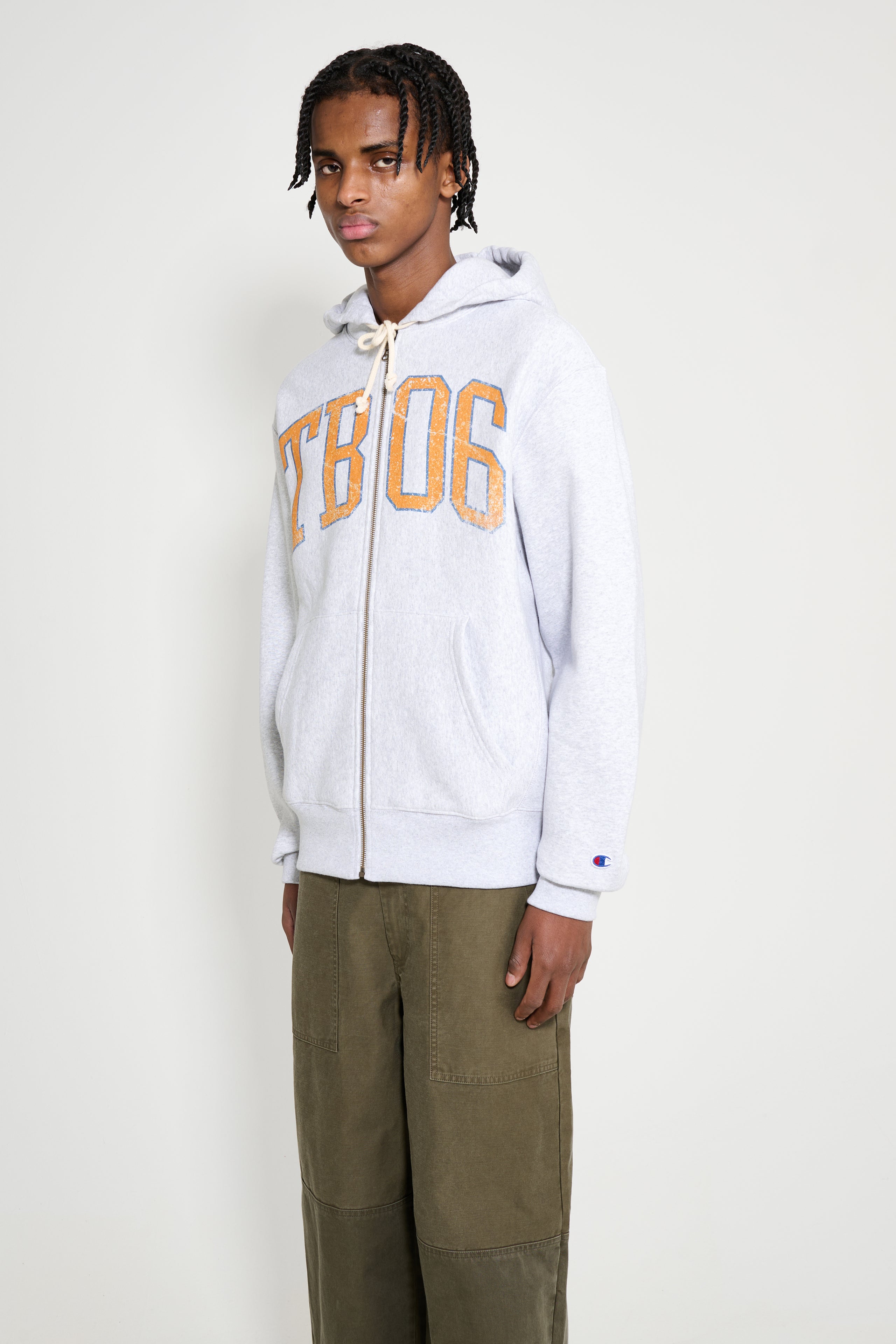 TRÈS BIEN x Champion Damaged TB06 Zip Hood Grey Melange