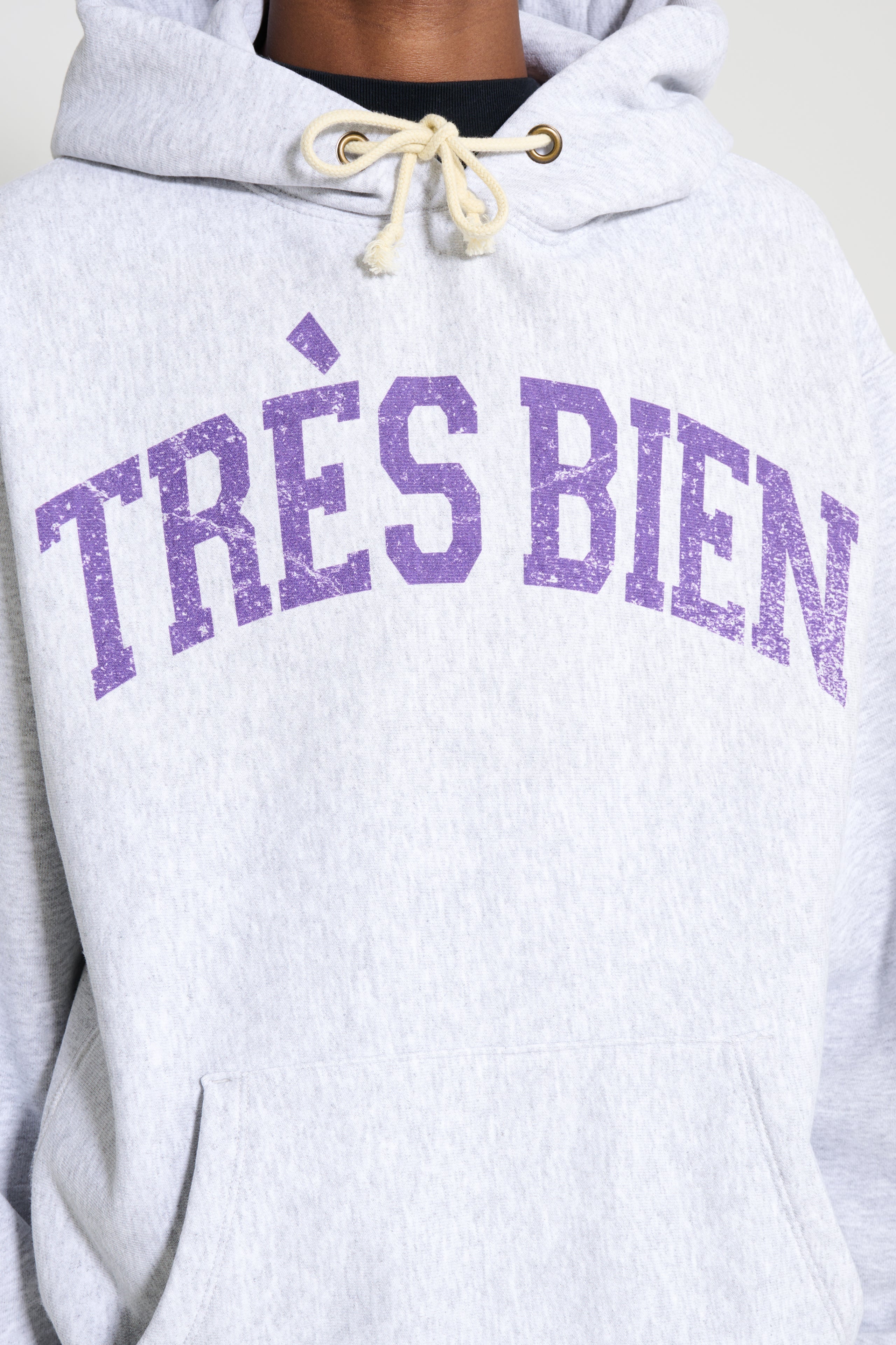 TRÈS BIEN x Champion Damaged Arch Hood Grey Melange
