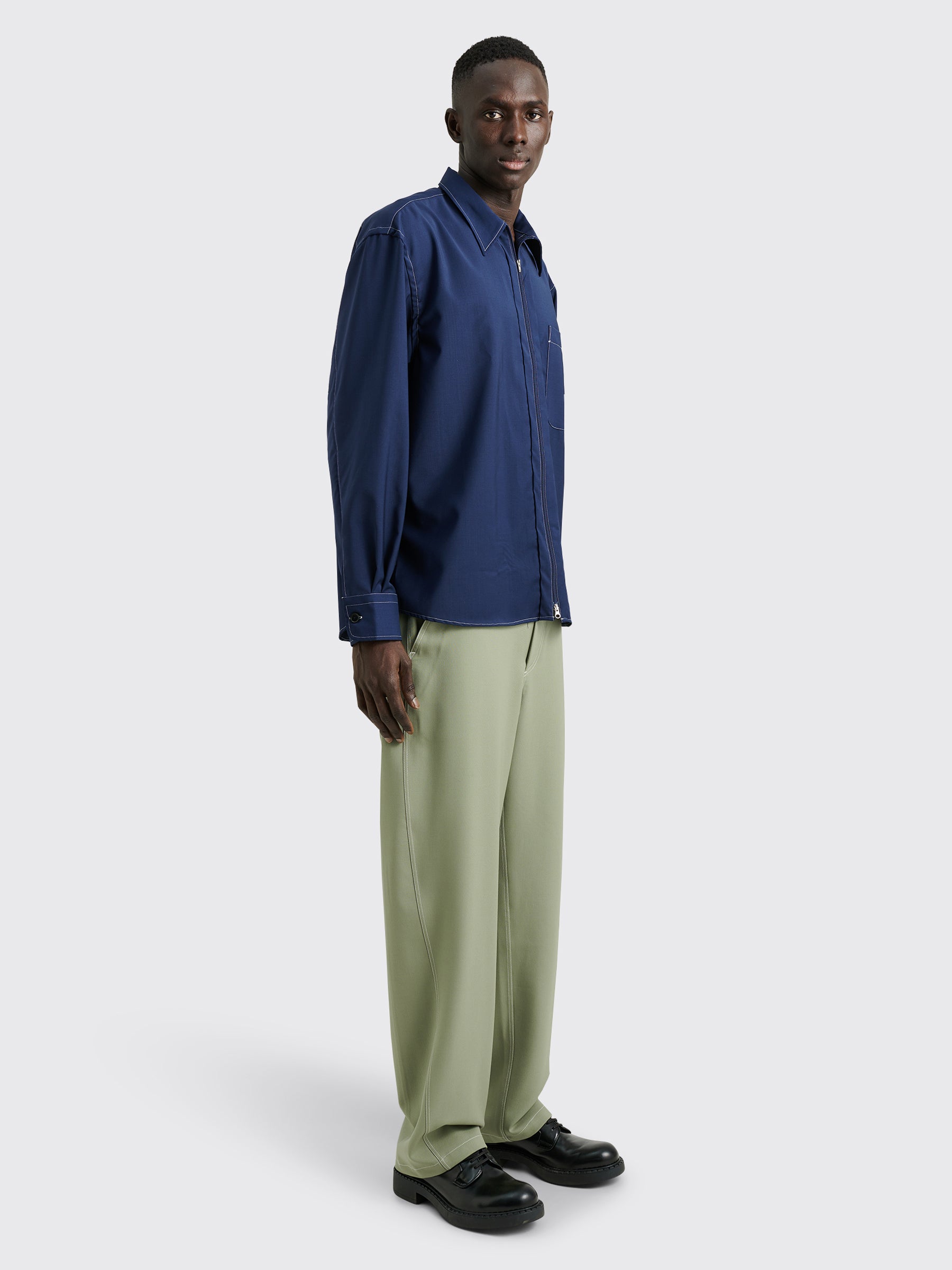 TRÈS BIEN everywear Curved Work Pants Wool Twill Green